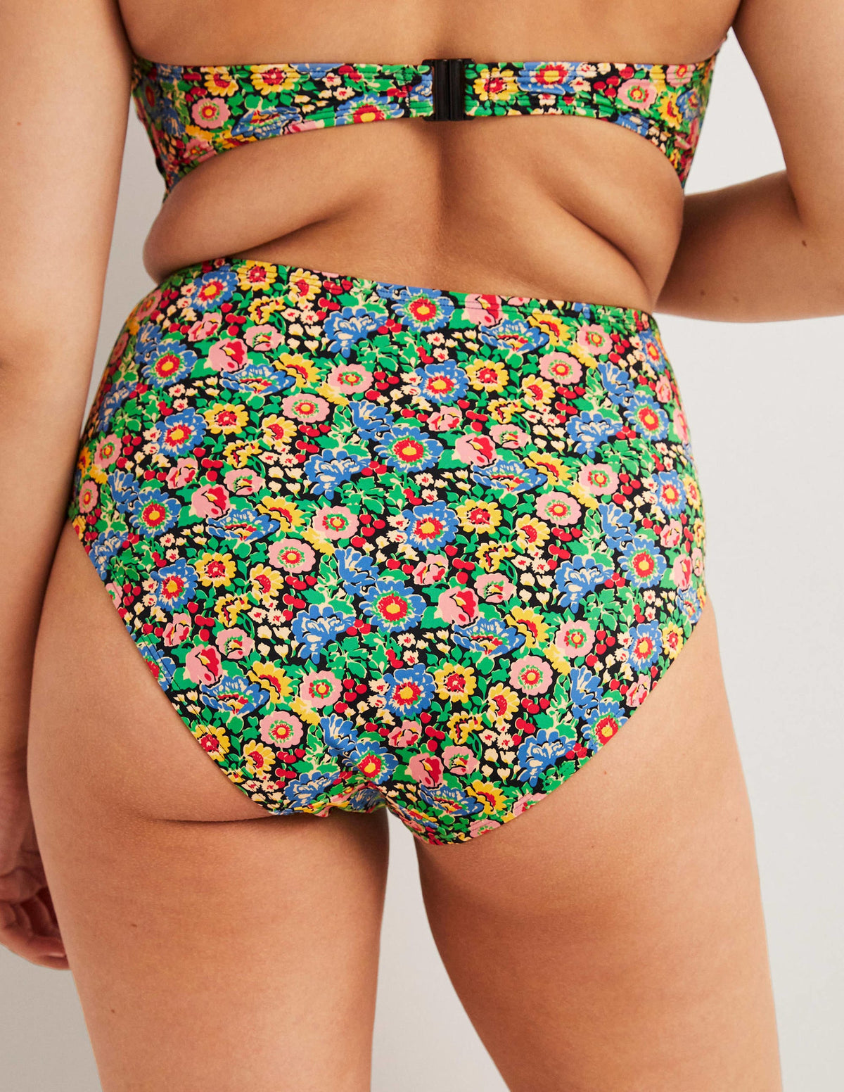 High Waisted Bikini Bottoms-Multi, Flora Illusion-4