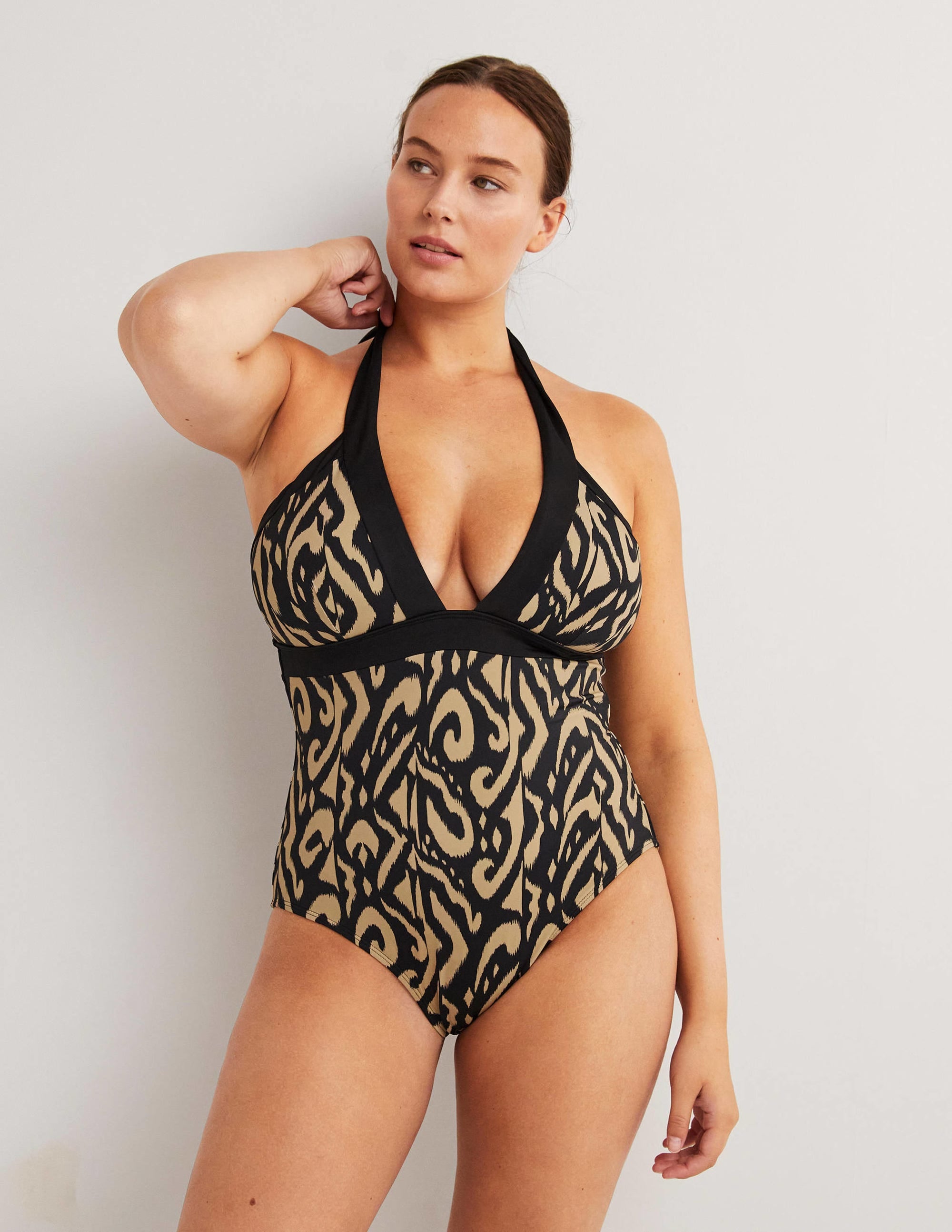 Ithaca Halter Swimsuit-Nero, Ikat - Image 1