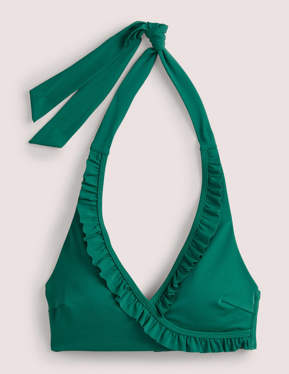 Ruffle Halterneck Bikini Top-Malachite-5