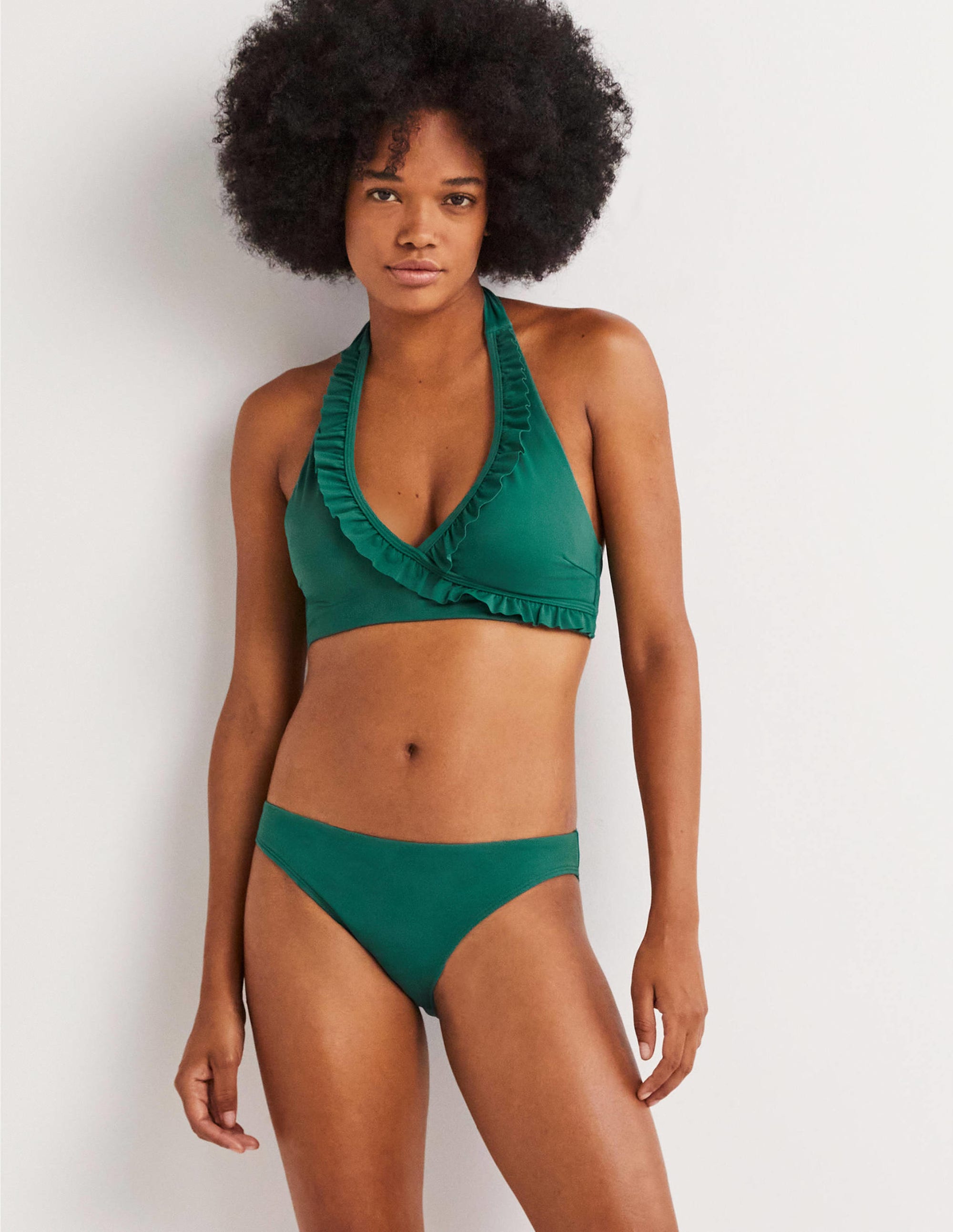 Ruffle Halterneck Bikini Top-Malachite - Image 1