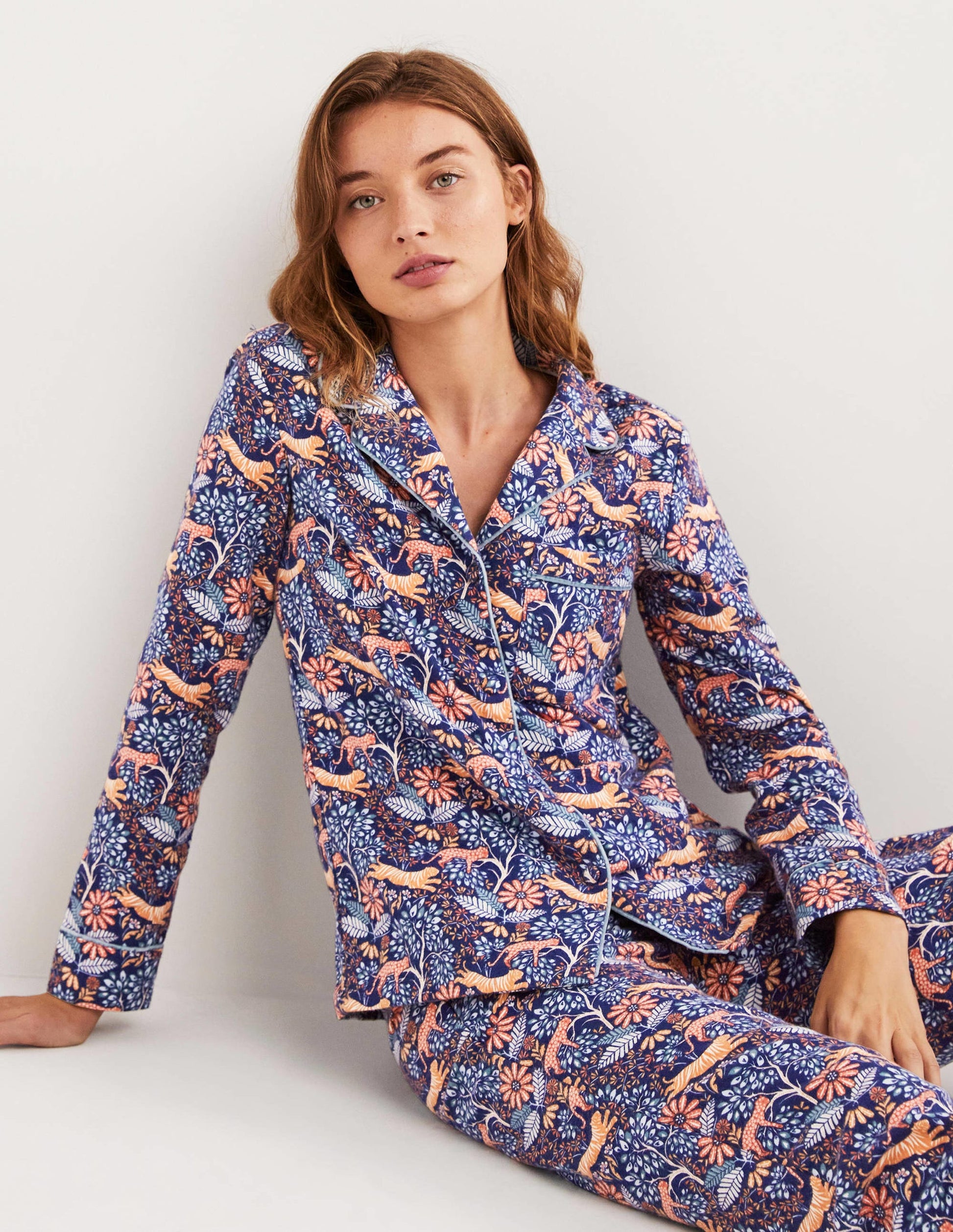 Blue Safari Bloom Cosy Pyjama Set-Dusty Orange, Safari Bloom-1