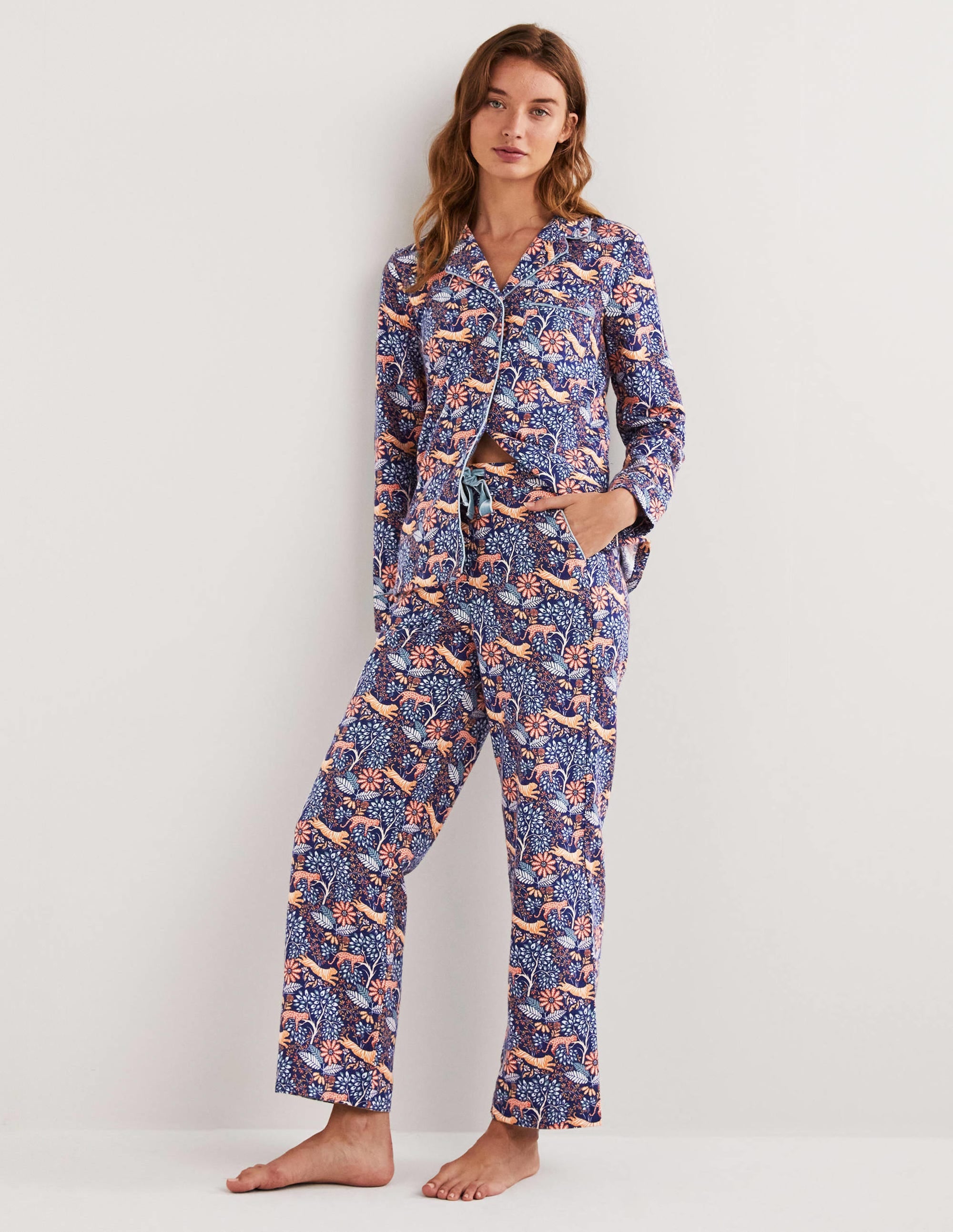 Blue Safari Bloom Cosy Pyjama Set-Dusty Orange, Safari Bloom - Image 2