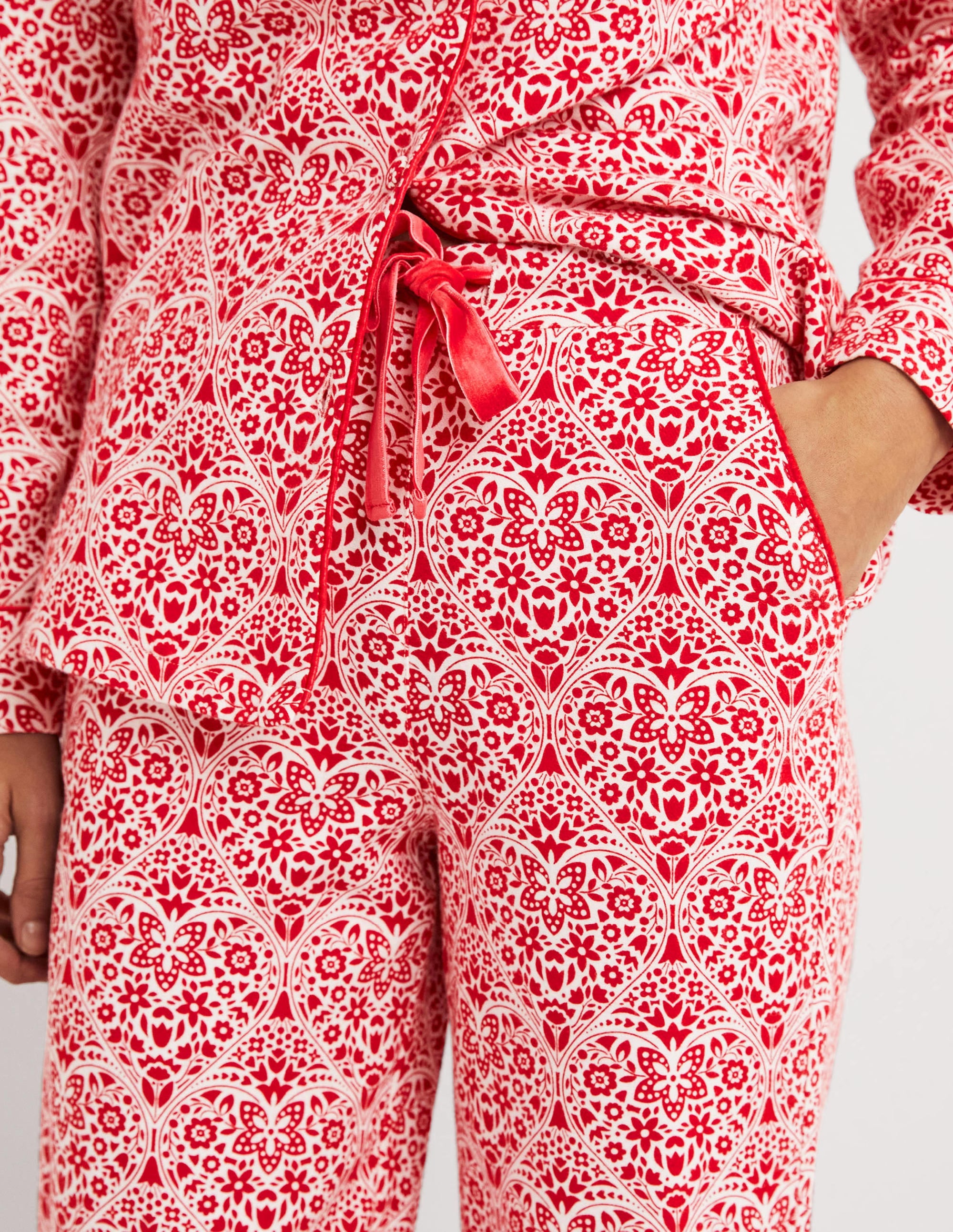 Red Heart Bloom Cosy Pyjama Set-Rockabilly Red, Heart Bloom - Image 2