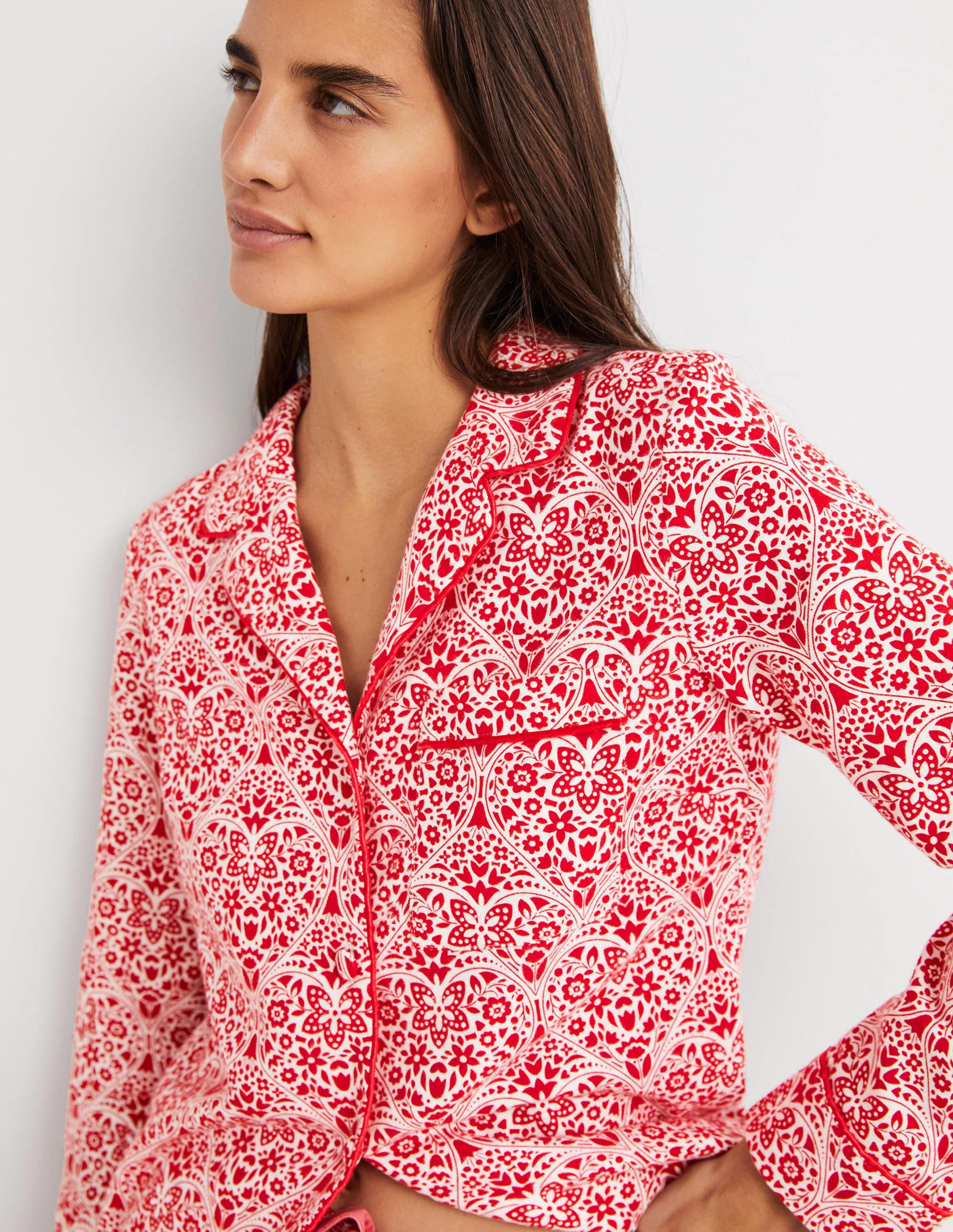 Red Heart Bloom Cosy Pyjama Set-Rockabilly Red, Heart Bloom - Image 4
