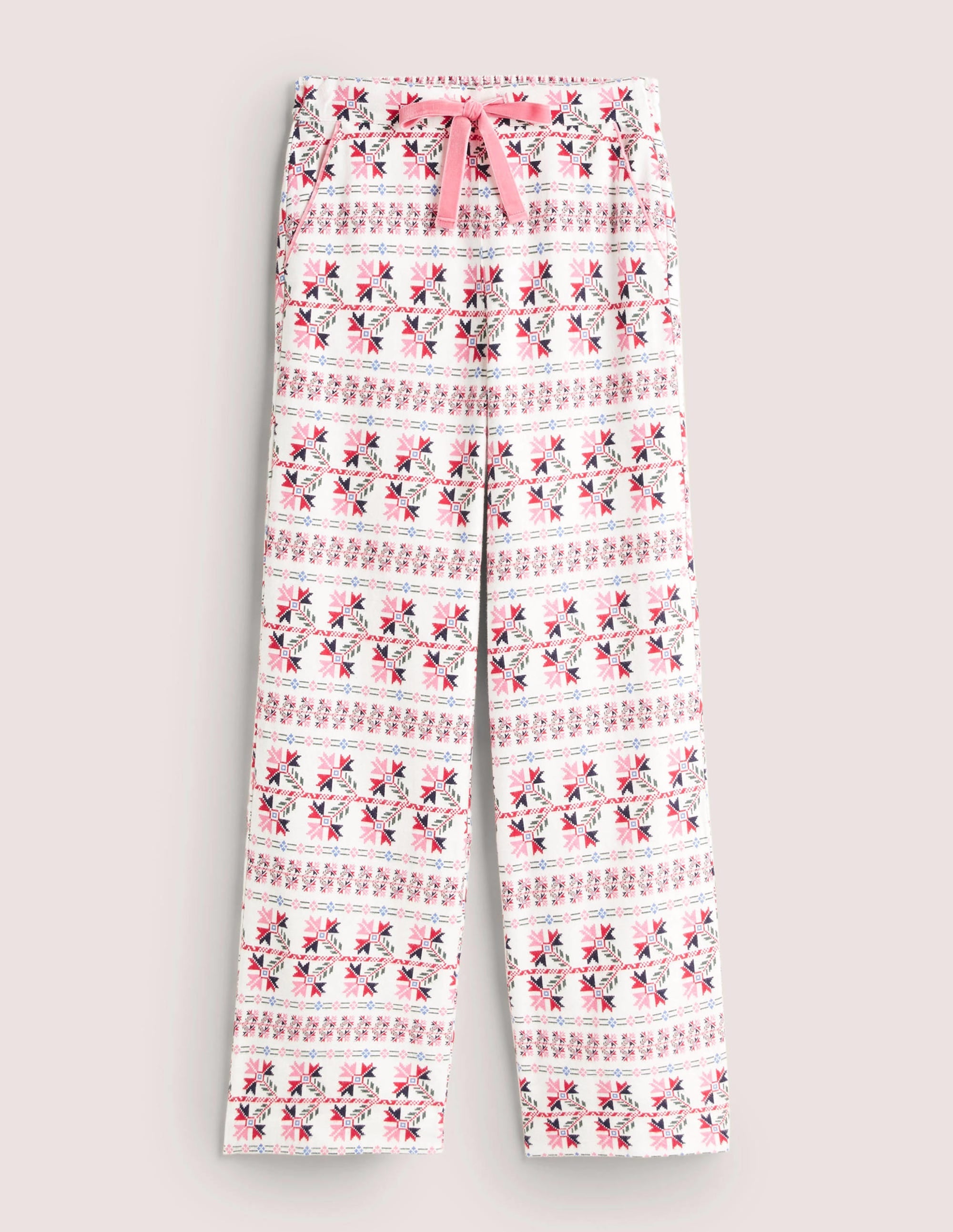 White Aztec Print Pyjama Bottoms-Ivory, Aztec Bloom - Image 5