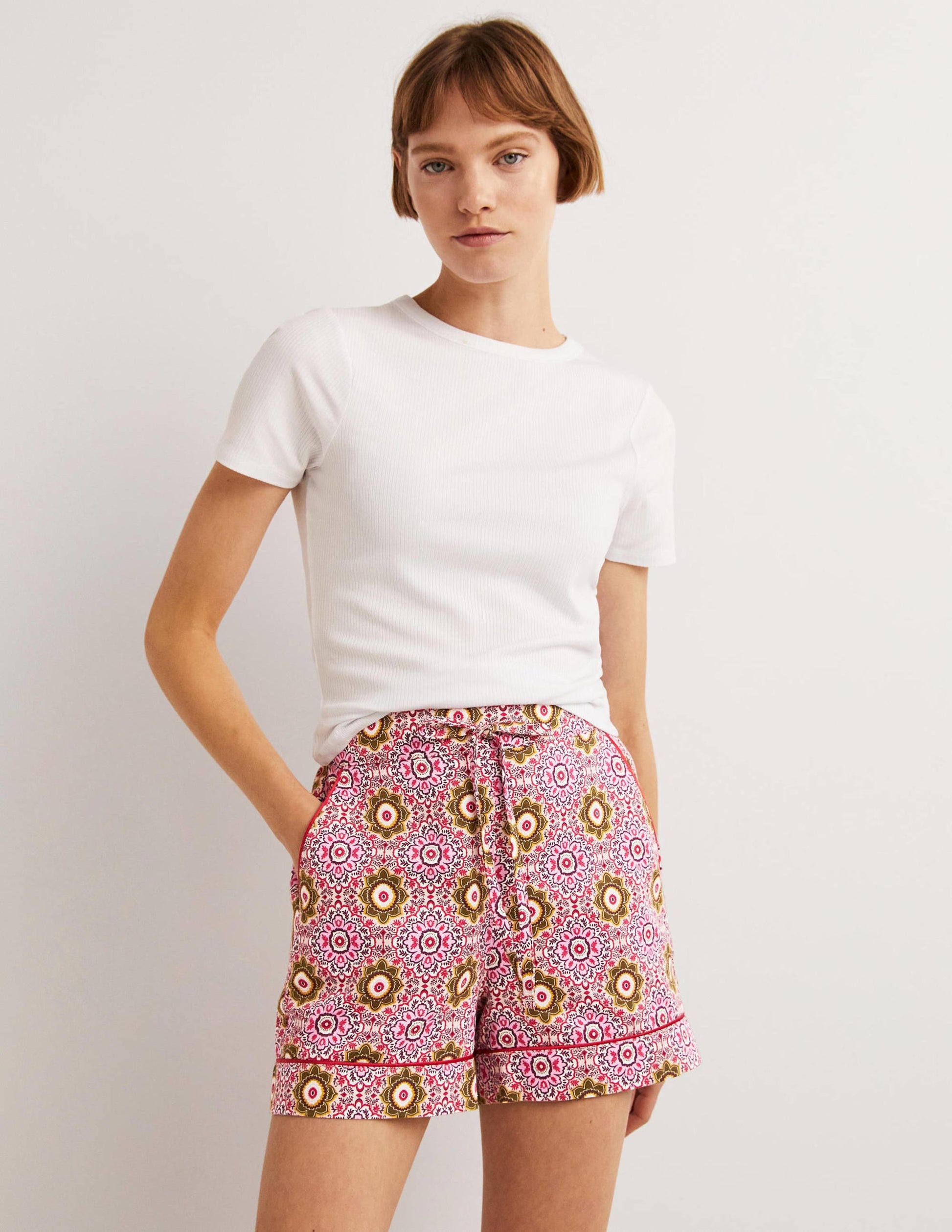 Easy Cotton Sleep Short-Milkshake, Paradise Garden-1