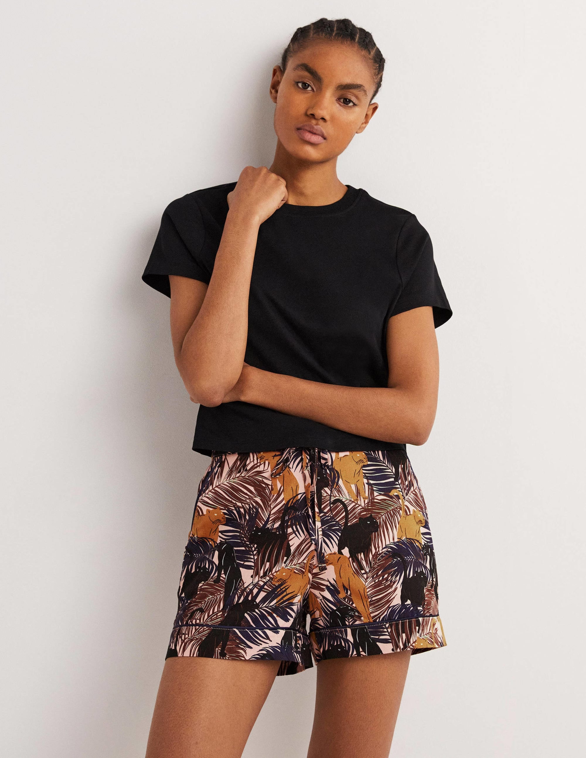 Easy Cotton Sleep Short-Milkshake, Tropic Panther - Image 1