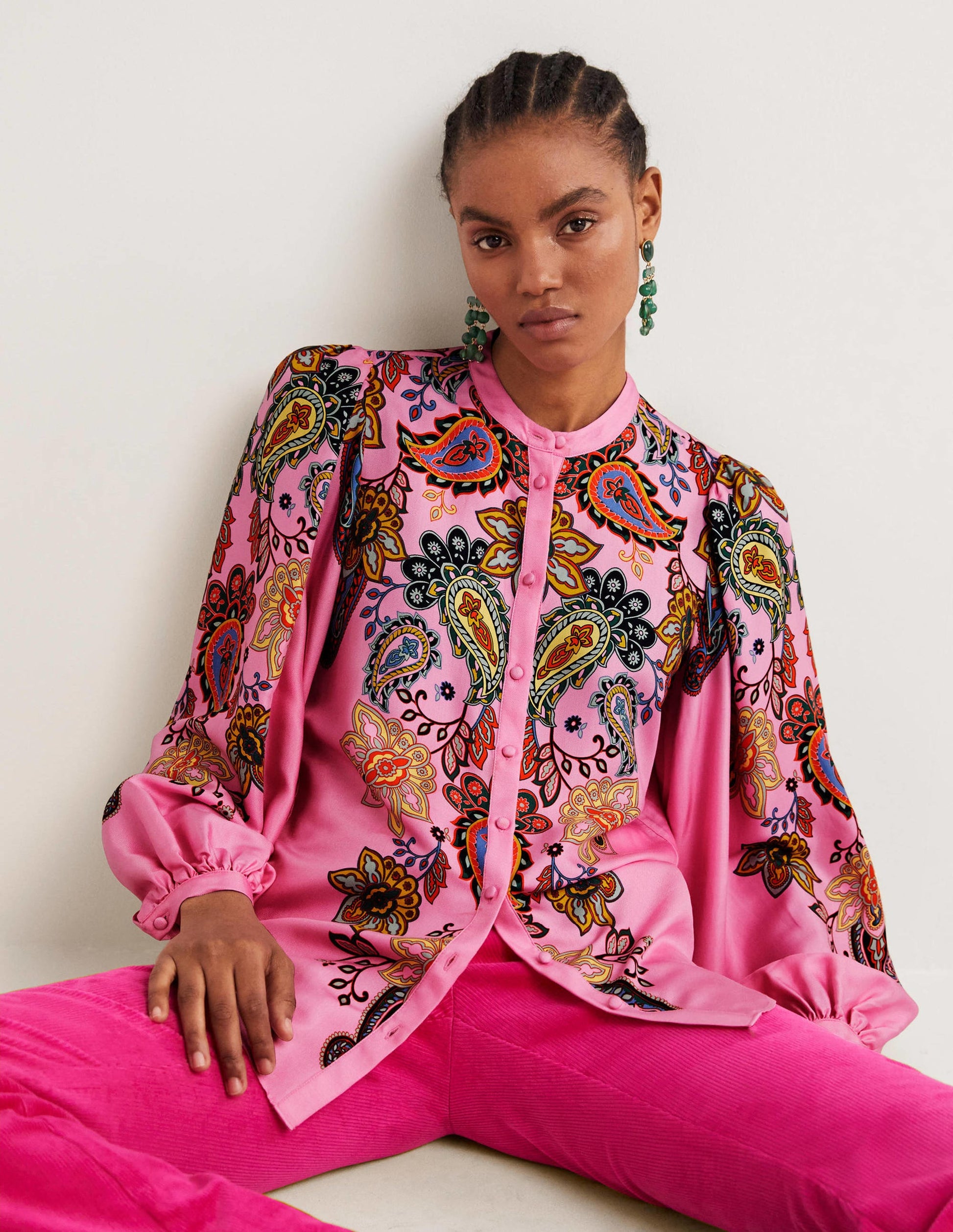 Blouson Sleeve Blouse-Cherry Blossom, Paisley Charm-4
