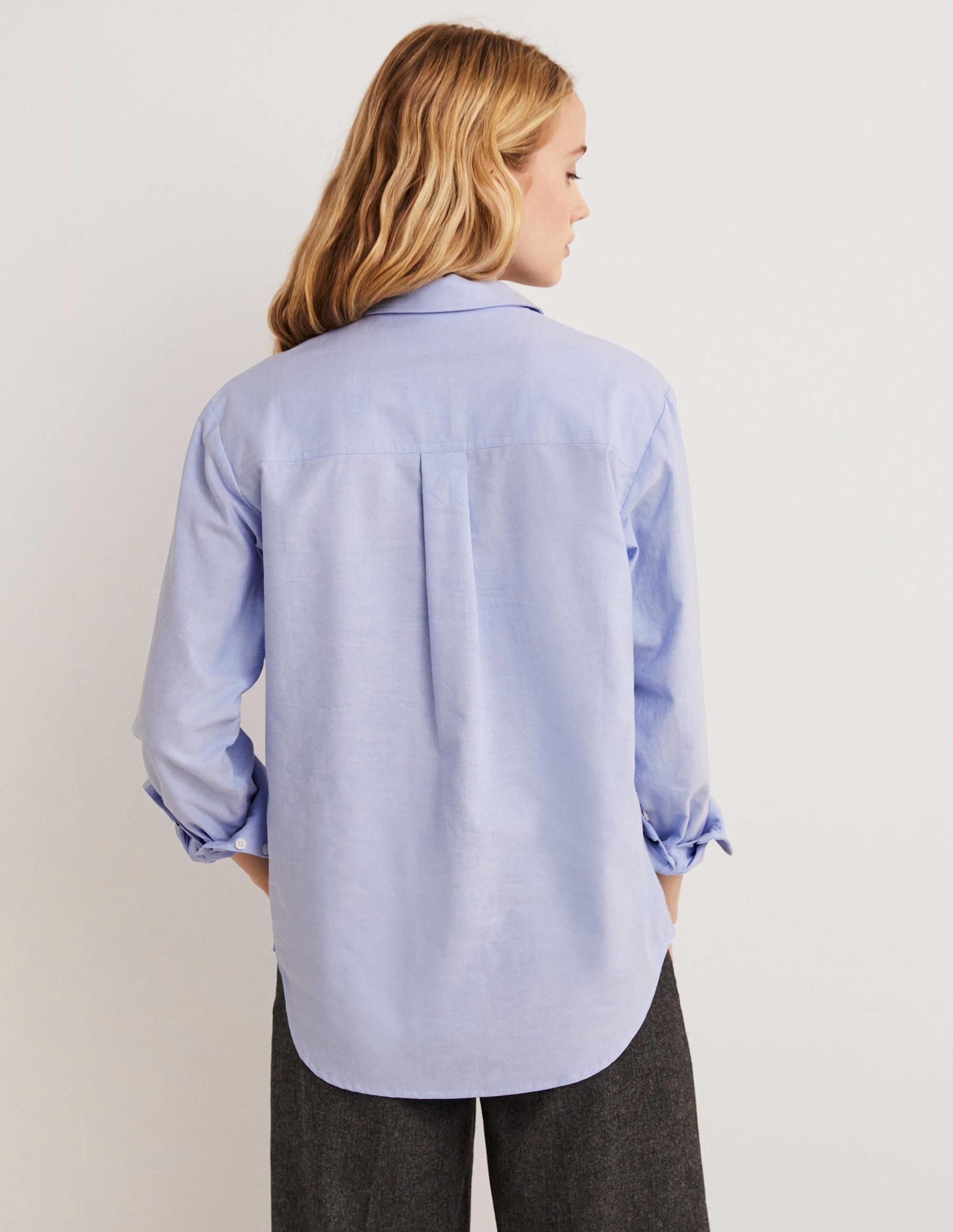 Relaxed Cotton Shirt-Chambray, Embellished - Image 3