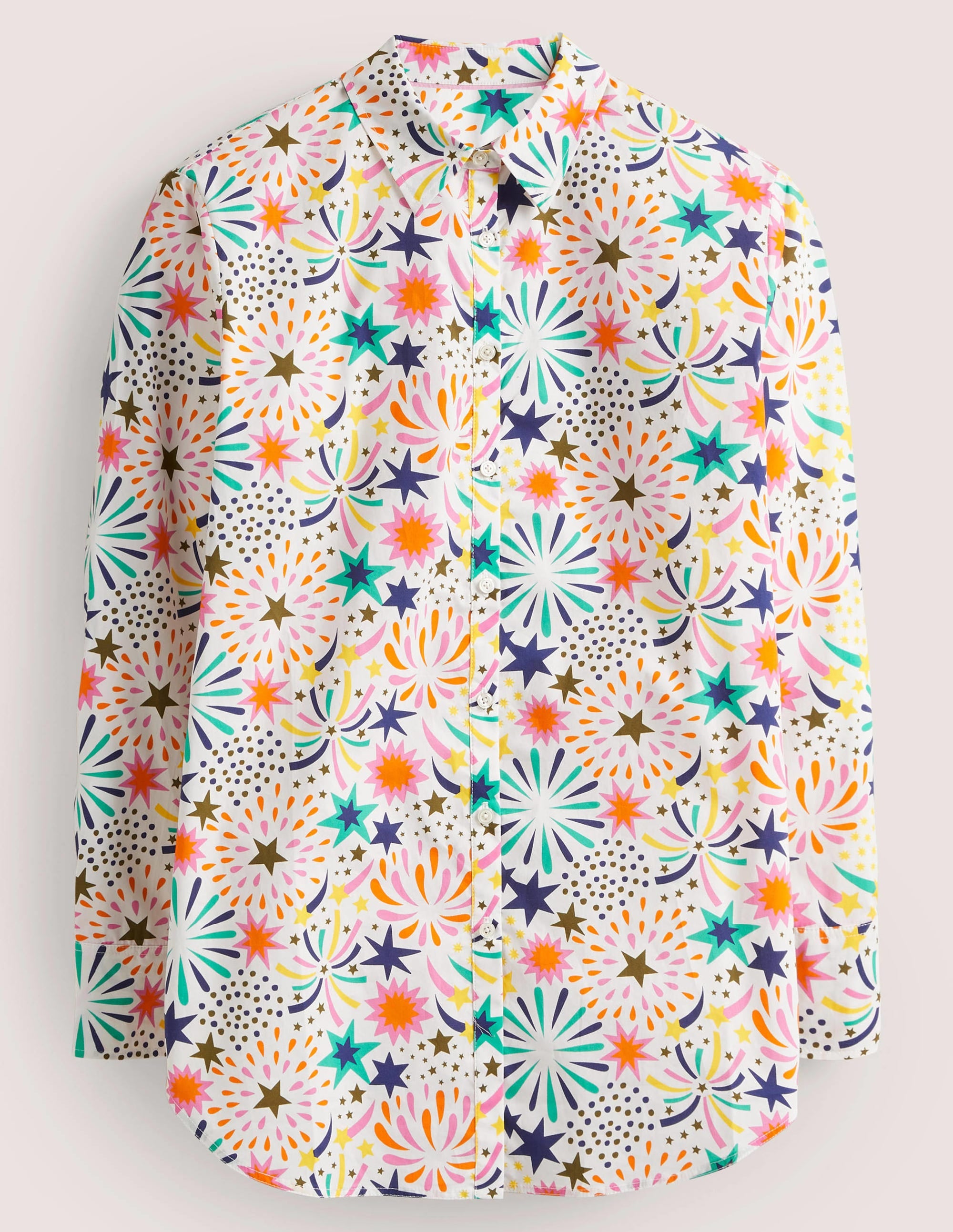 Relaxed Cotton Shirt-Ivory, Fireworks - Image 6