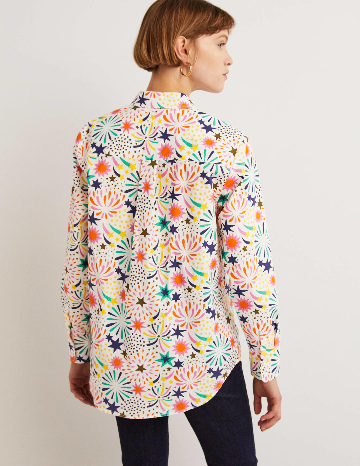 Relaxed Cotton Shirt-Ivory, Fireworks - Image 4
