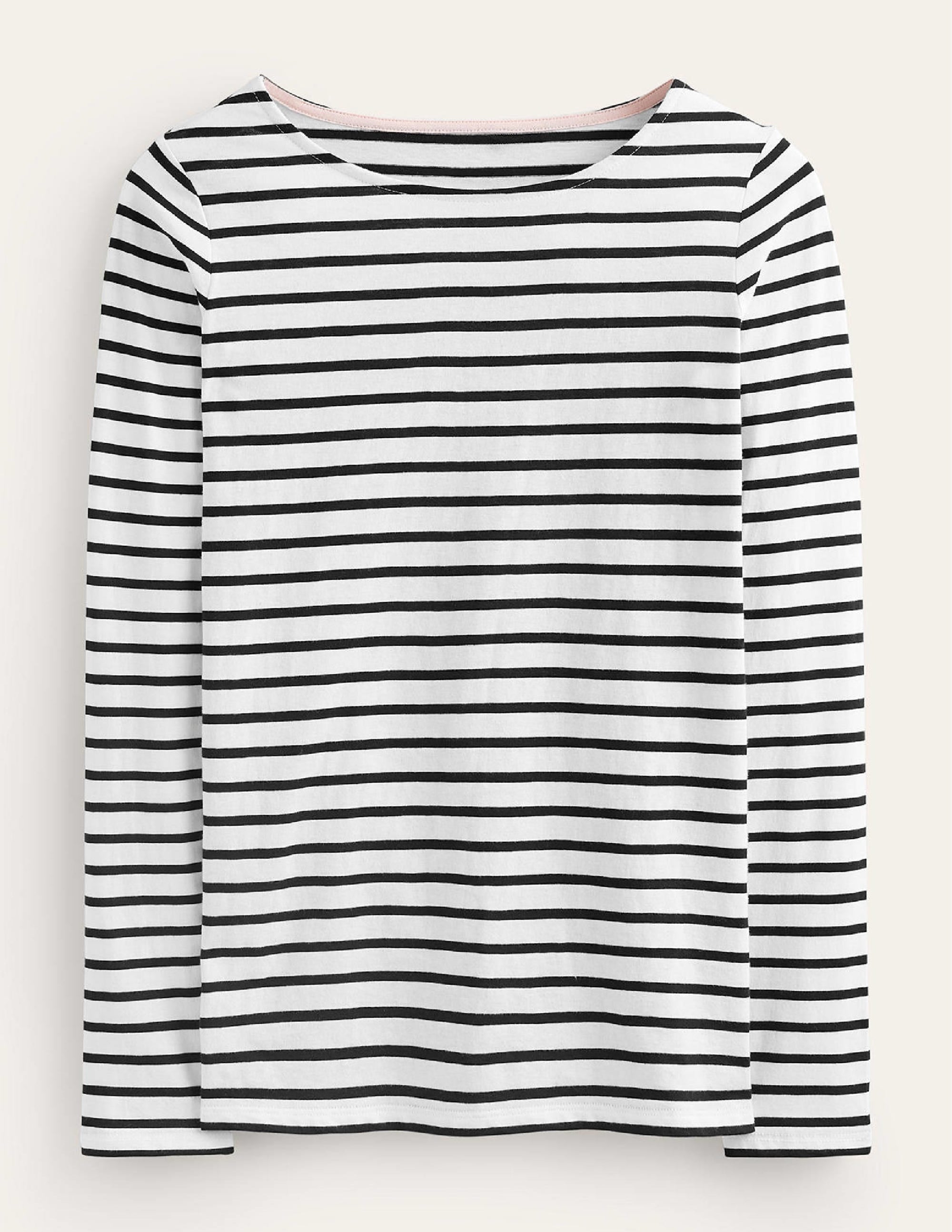 Ella Long Sleeve Breton-Ivory, Black - Image 8