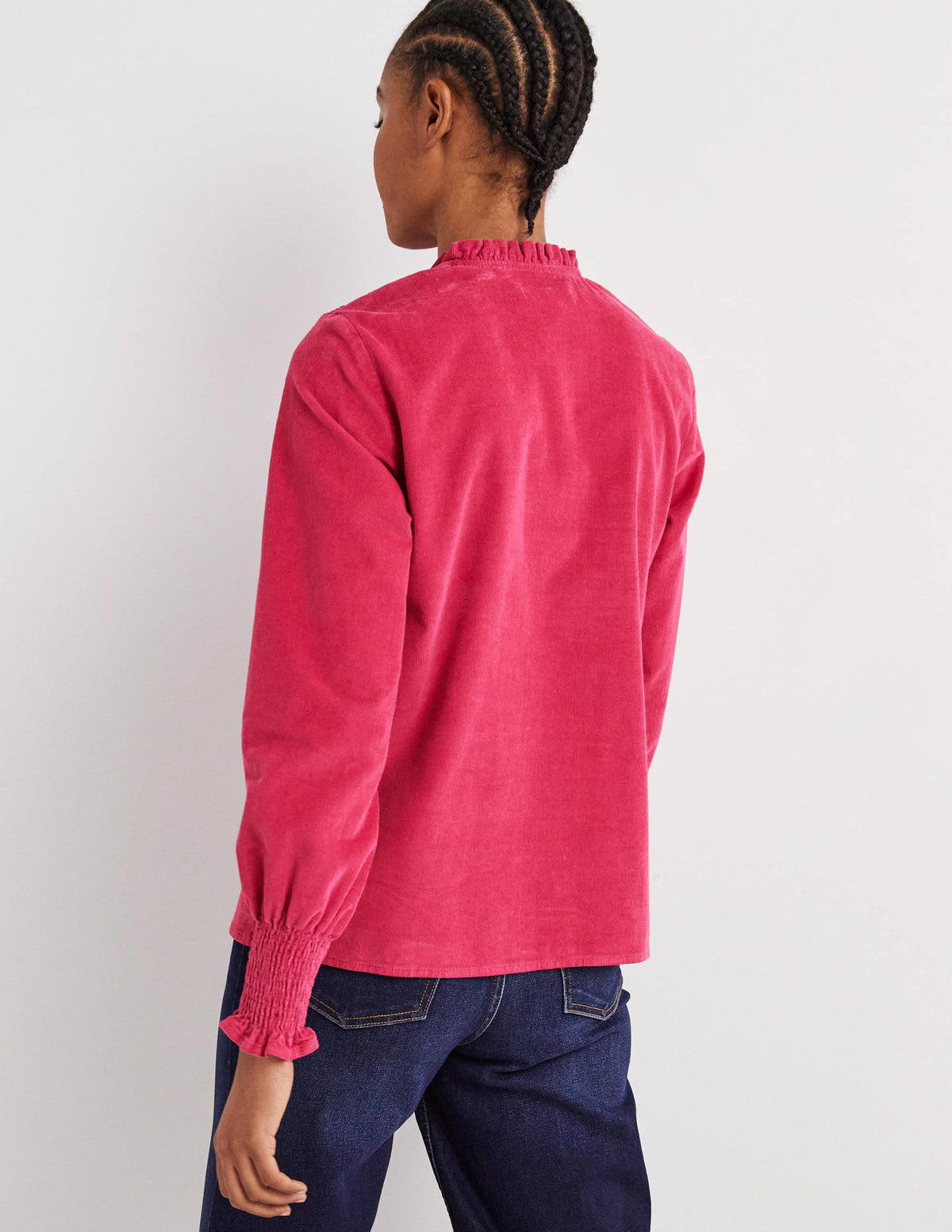 Smocked High Neck Shirt-Sweet Rose - Image 3
