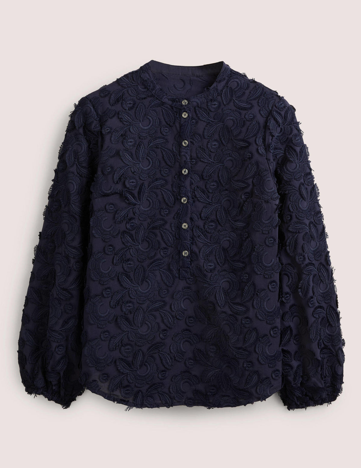 Textured Popover Blouse-Navy - Image 5