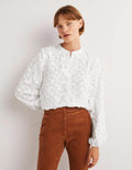 Textured Popover Blouse-White