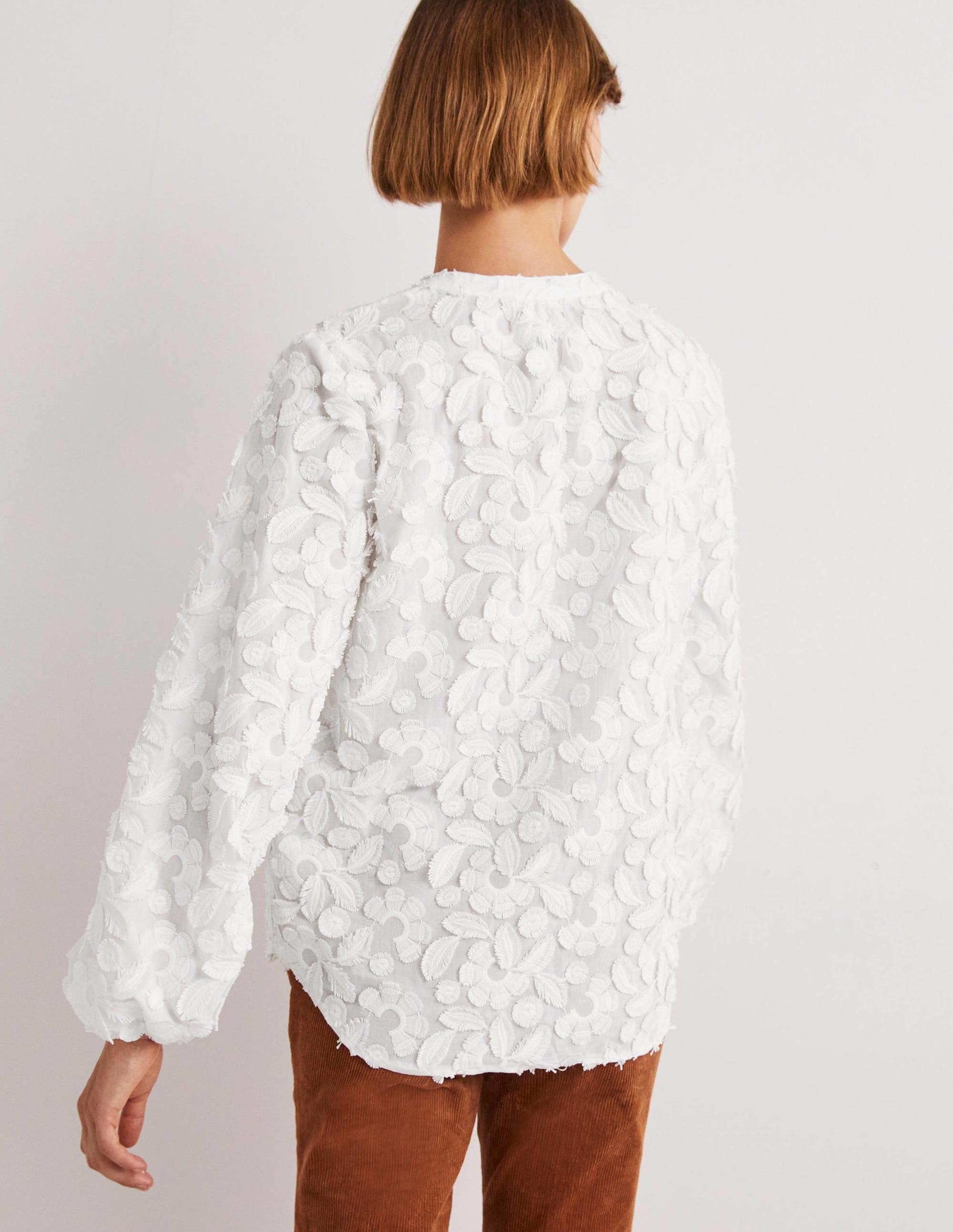 Textured Popover Blouse-White - Image 3