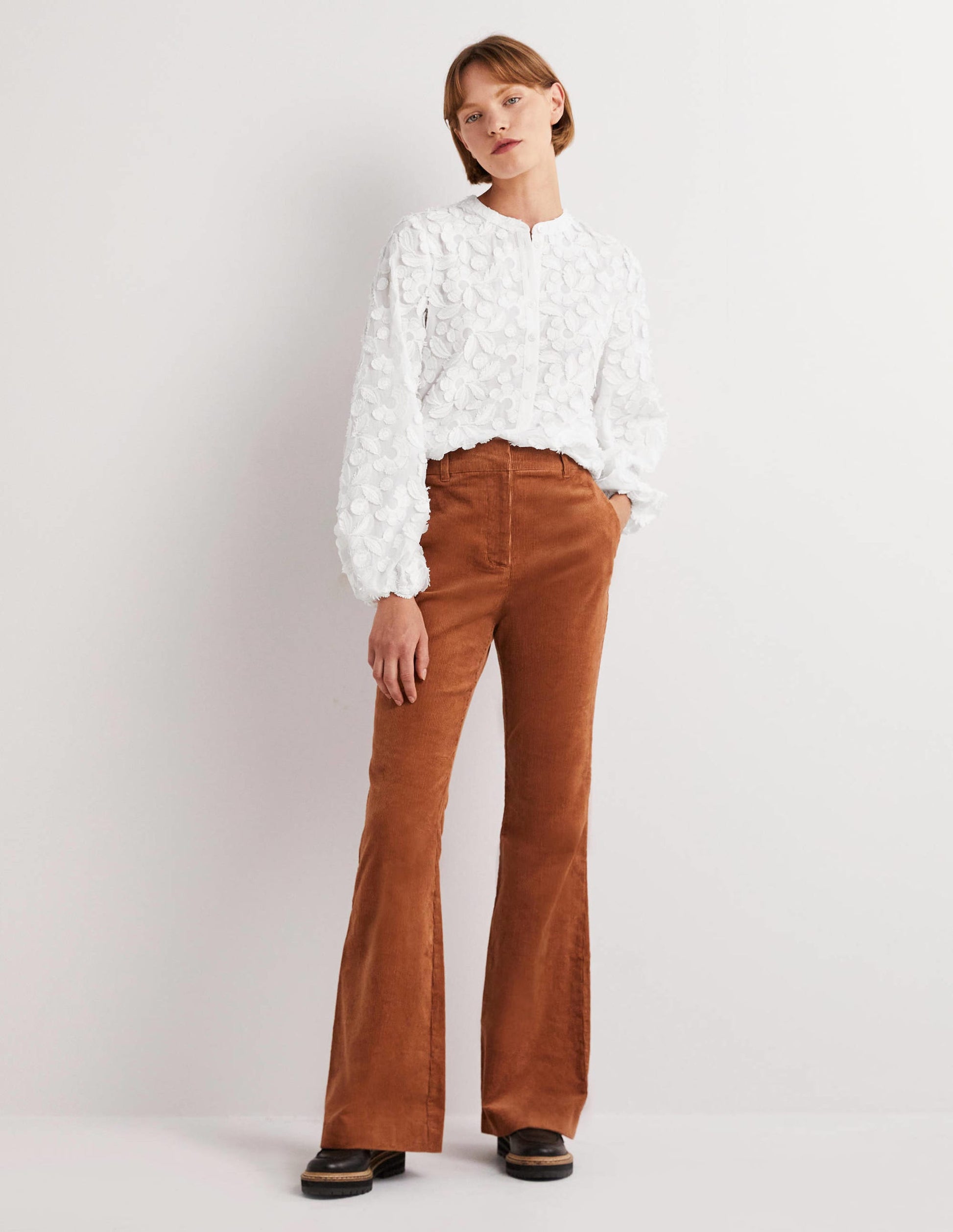 Textured Popover Blouse-White-5