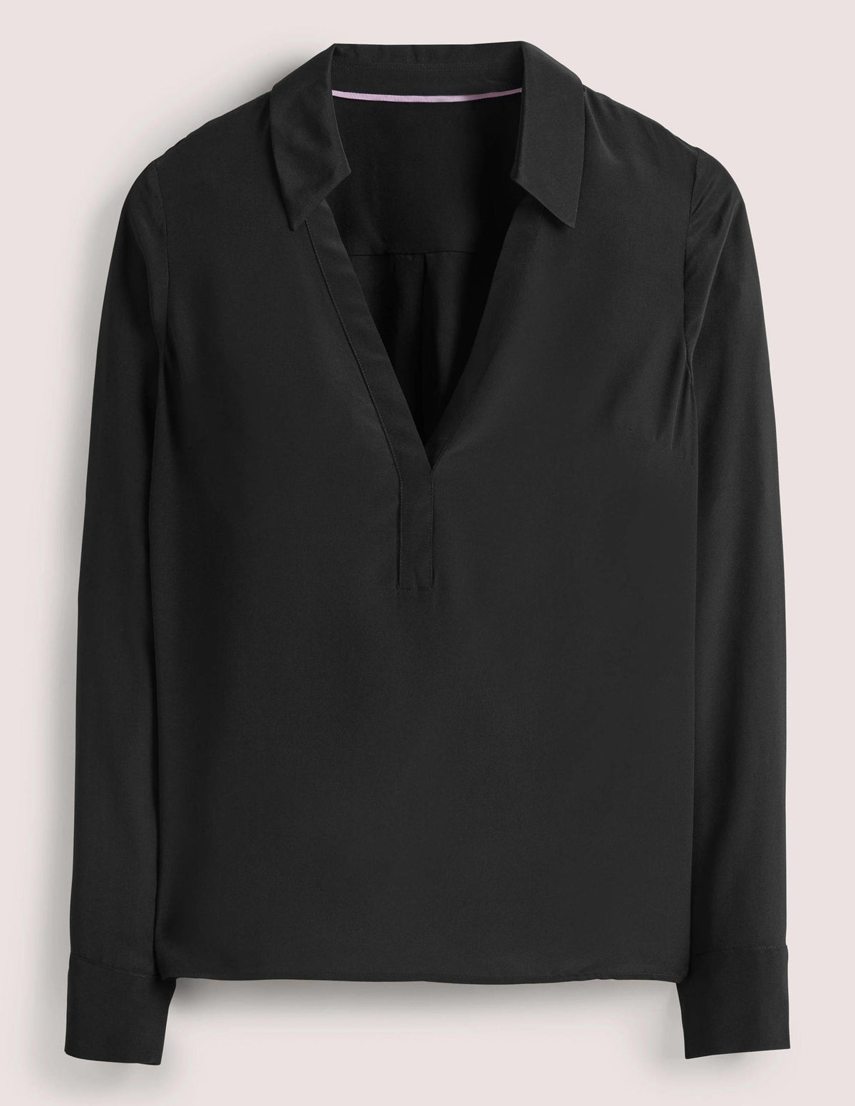 Collared Silk Top-Black - Image 6