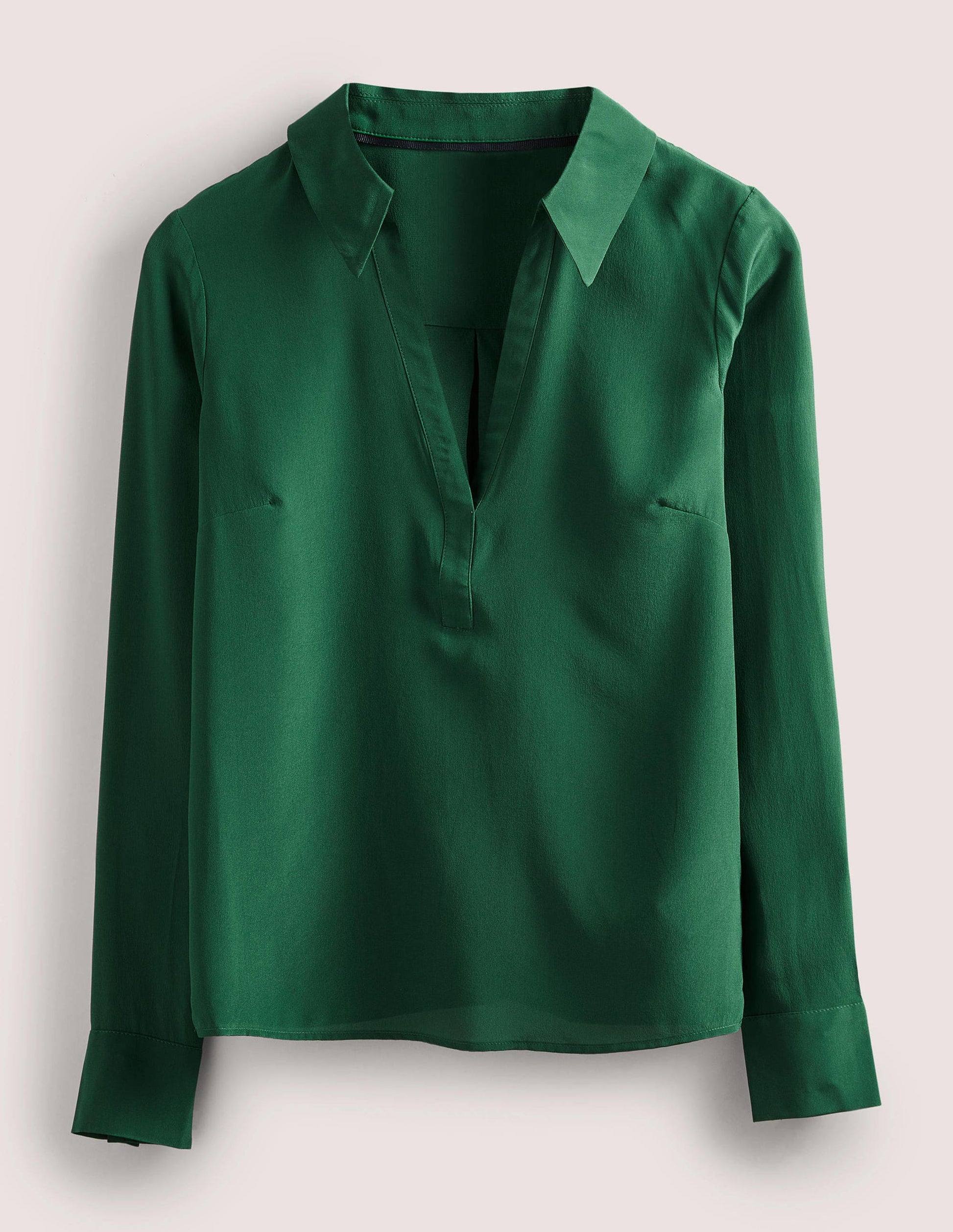Collared Silk Top-Hunter Green-6