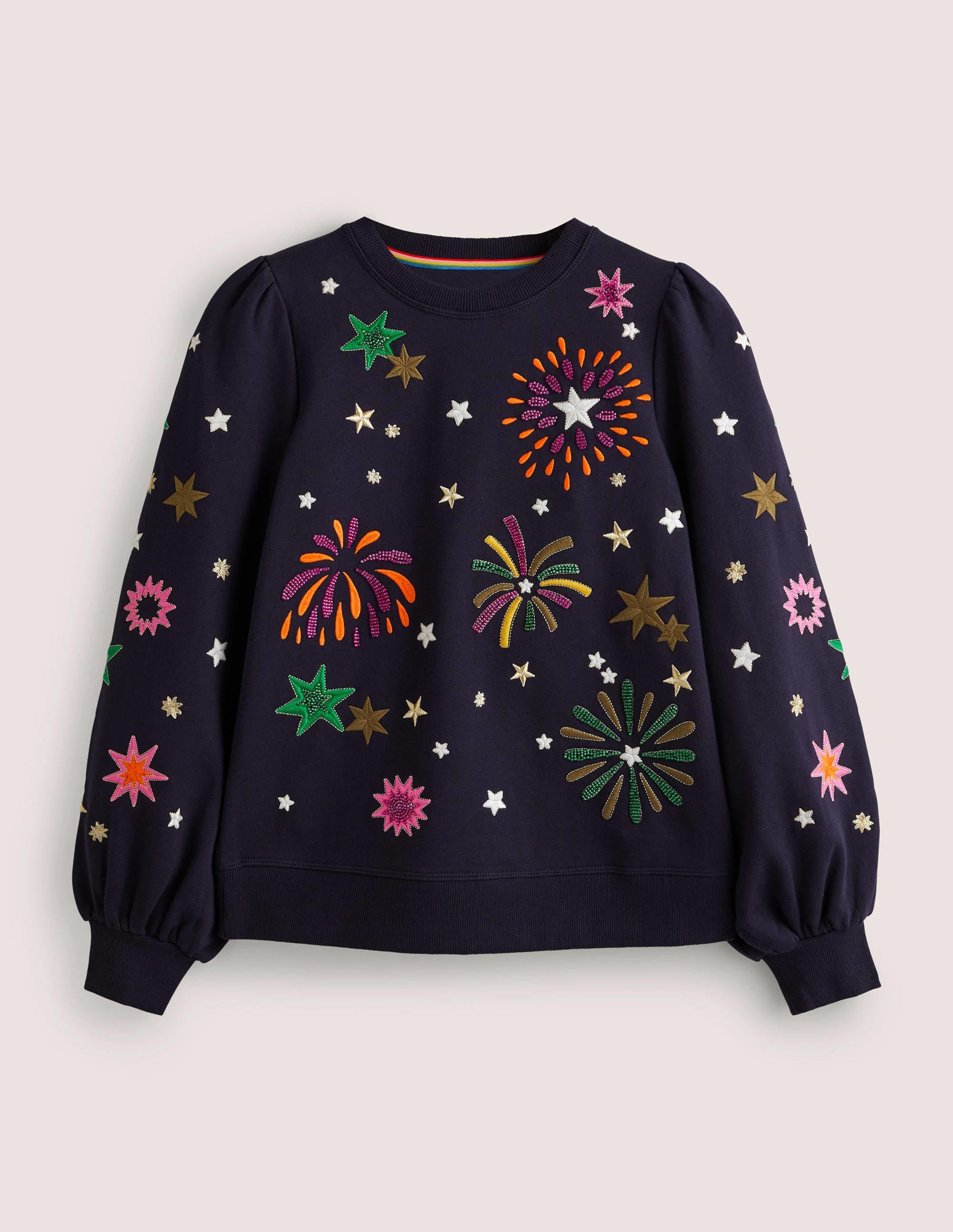 Blouson Sleeve Sweatshirt-Navy Fireworks - Image 5