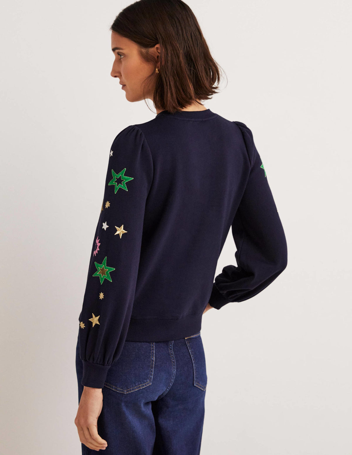 Blouson Sleeve Sweatshirt-Navy Fireworks - Image 3
