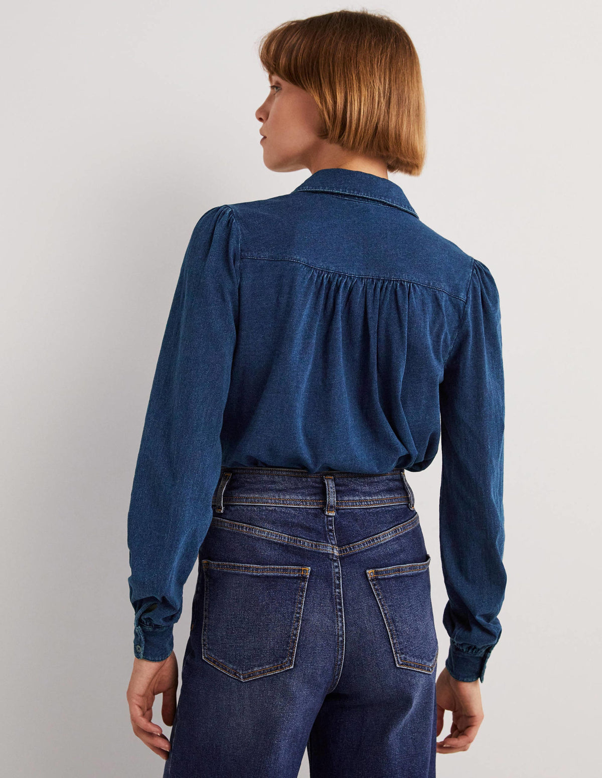 Gathered Detail Shirt-Indigo - Image 3