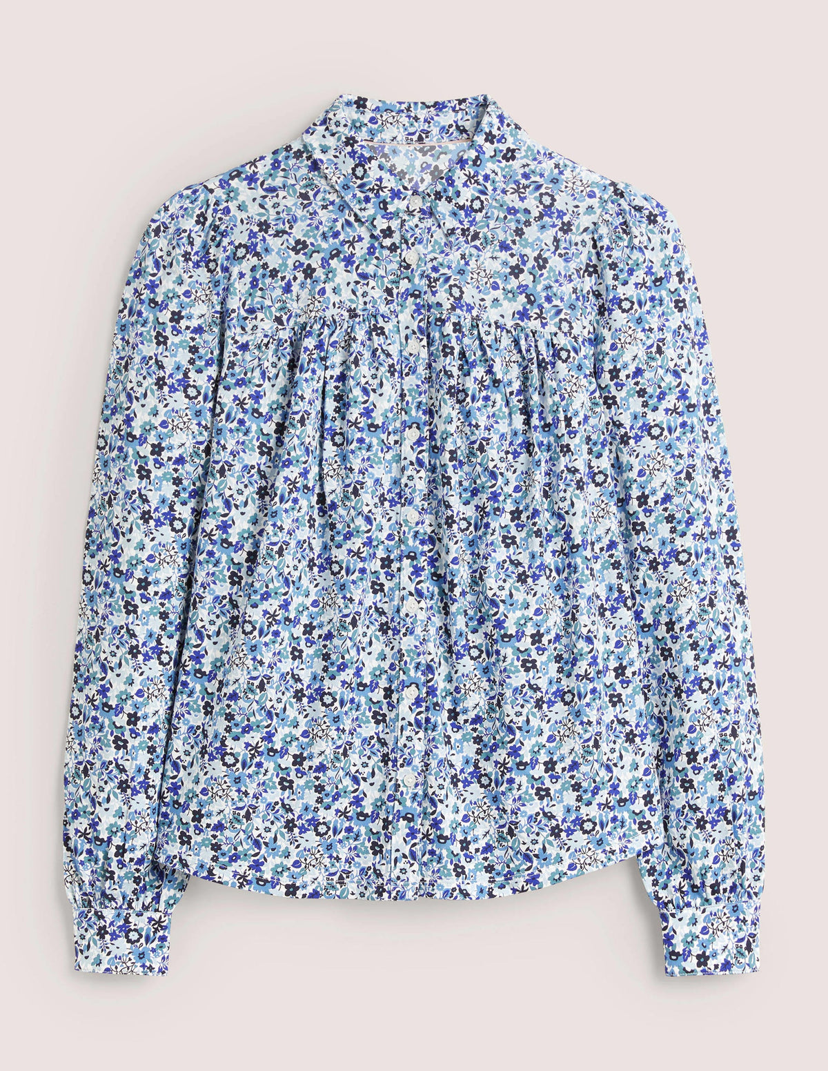Gathered Detail Shirt-Dusty Blue, Floret Meadow - Image 5
