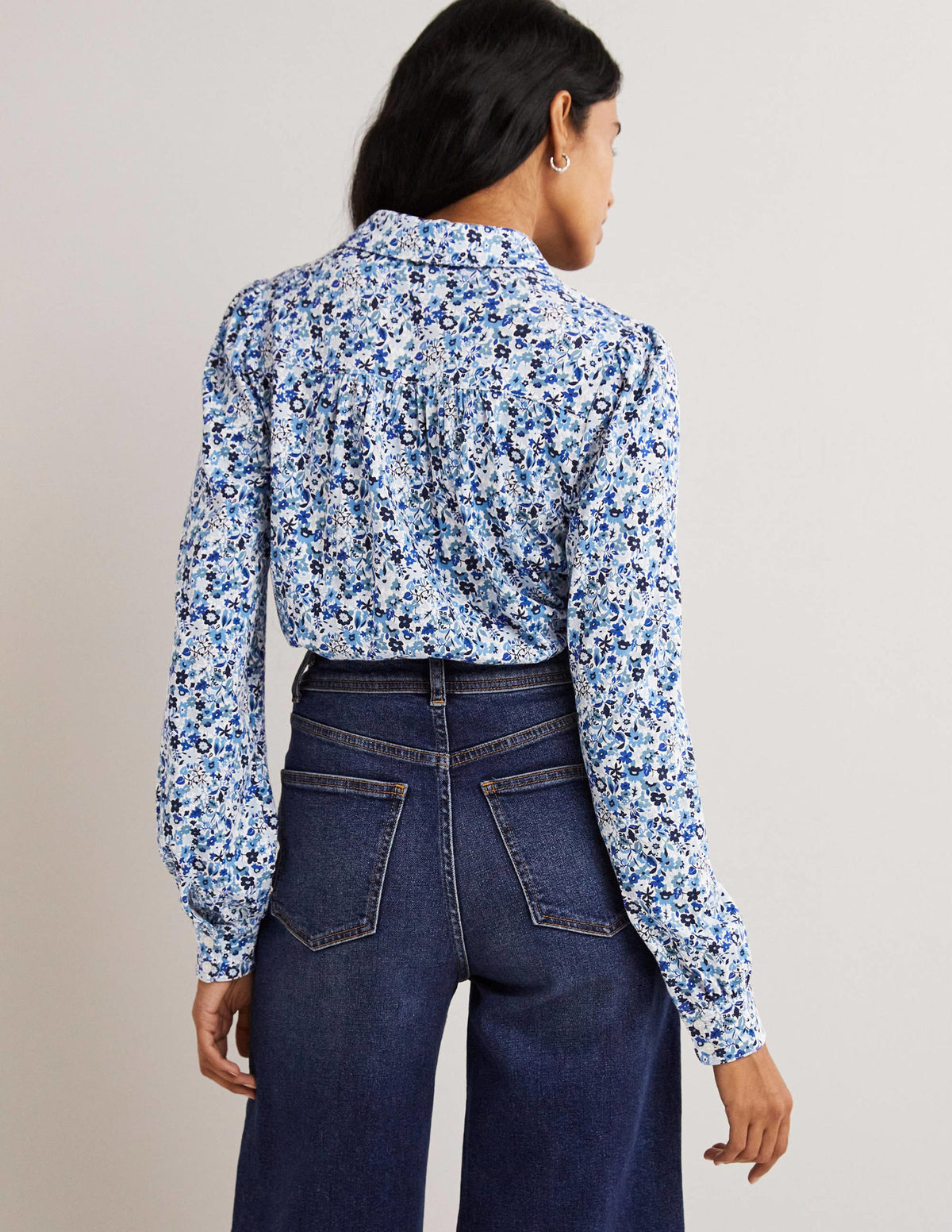 Gathered Detail Shirt-Dusty Blue, Floret Meadow - Image 3
