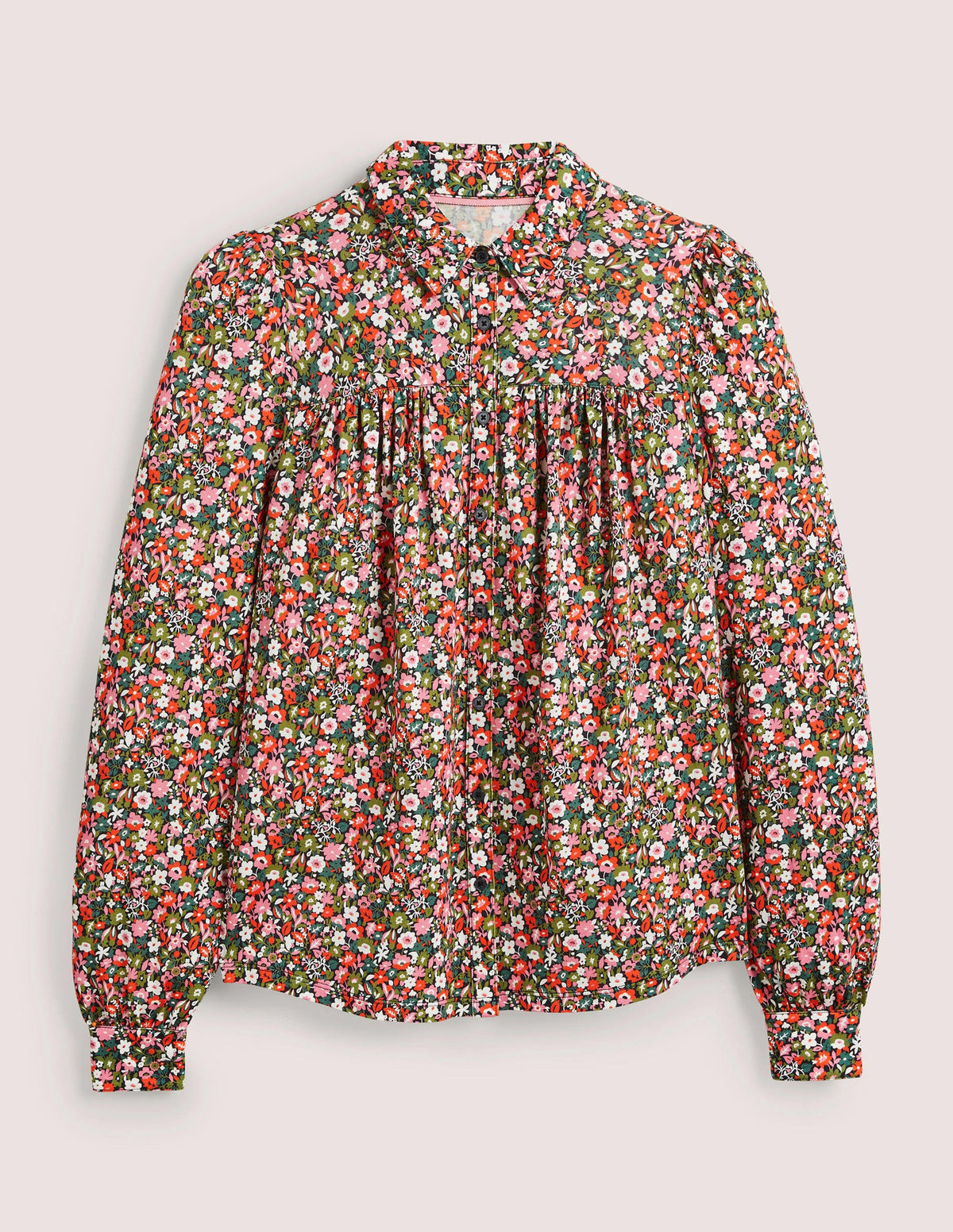 Gathered Detail Shirt-Multi, Floret Meadow-6