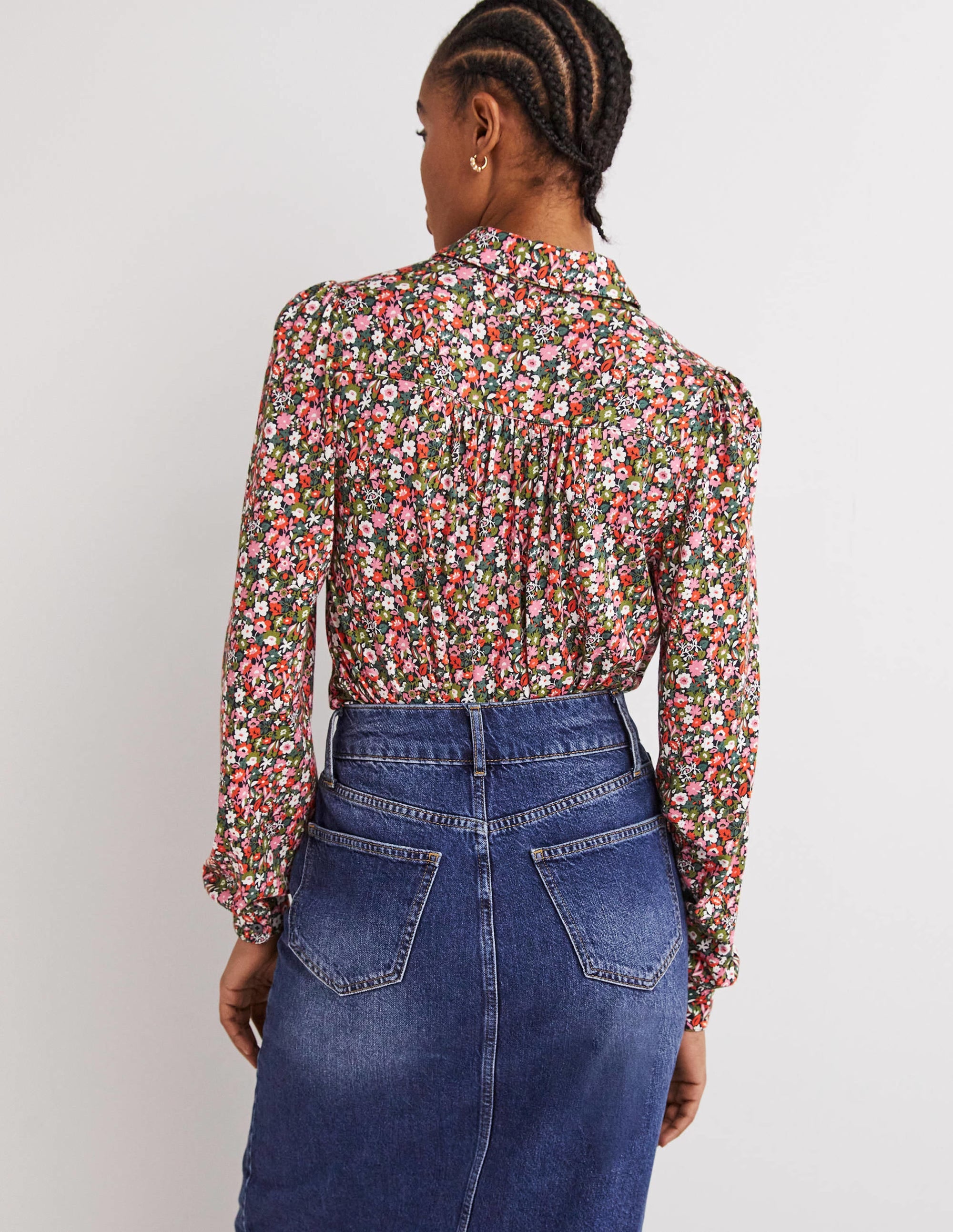 Gathered Detail Shirt-Multi, Floret Meadow - Image 3