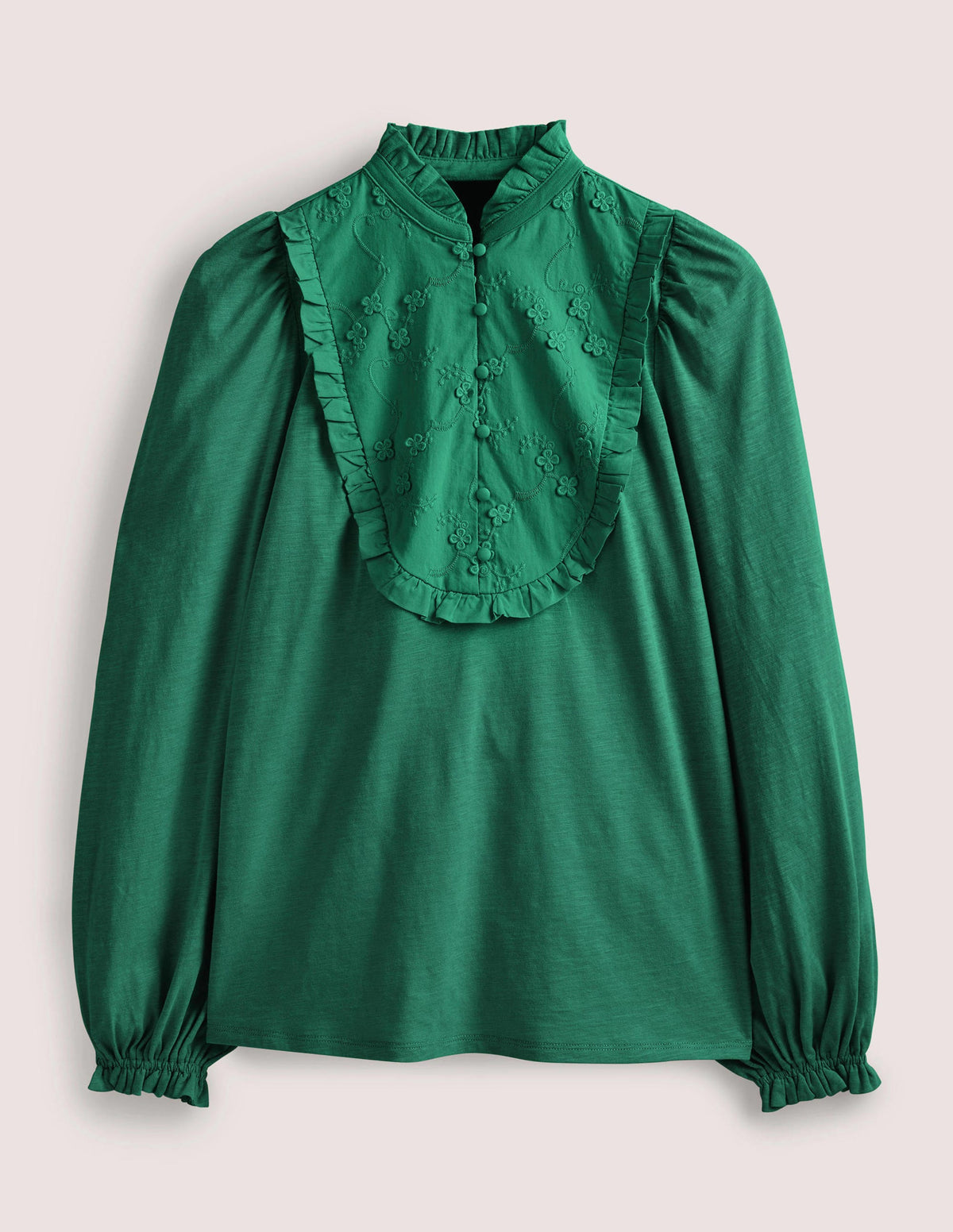 Embroidered Woven Mix Top-Hunter Green - Image 6