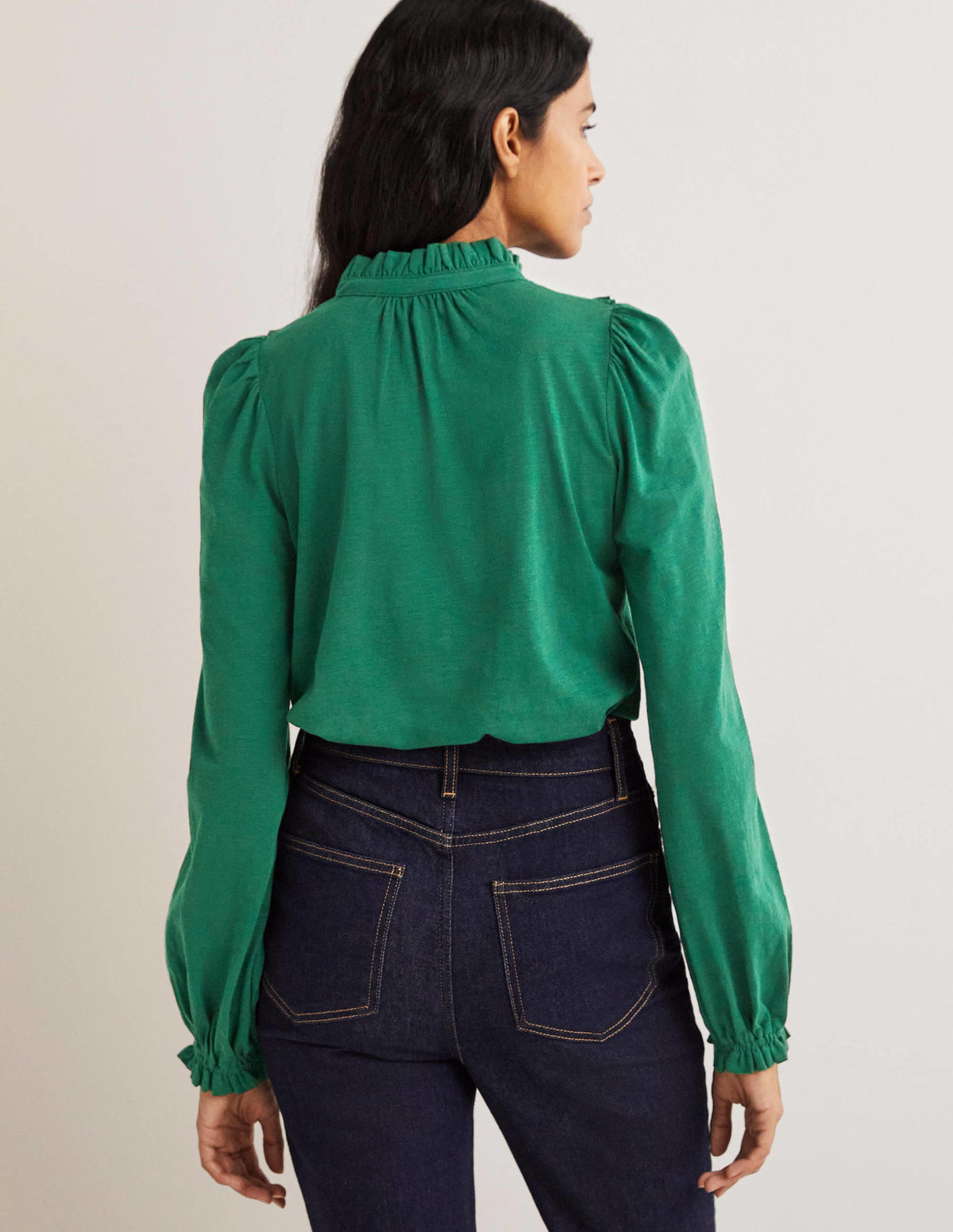 Embroidered Woven Mix Top-Hunter Green-4