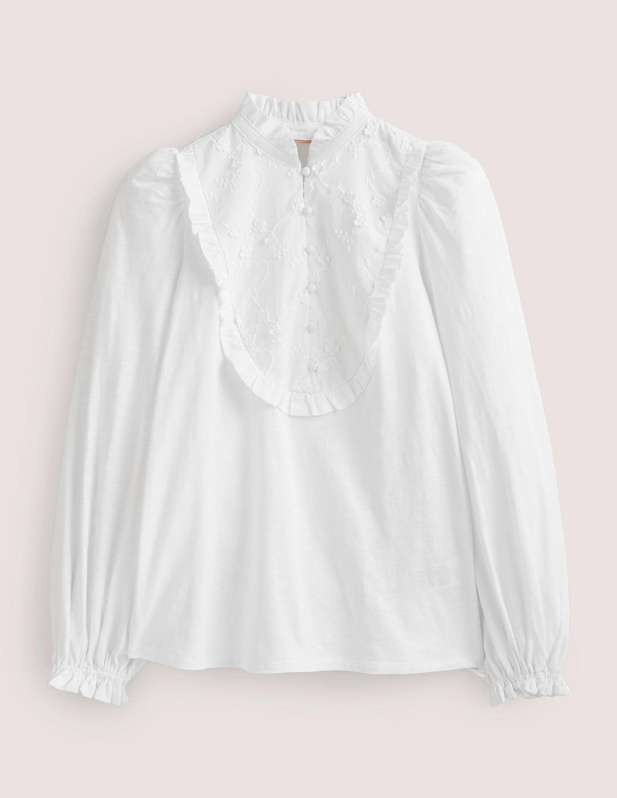 Embroidered Woven Mix Top-White - Image 6