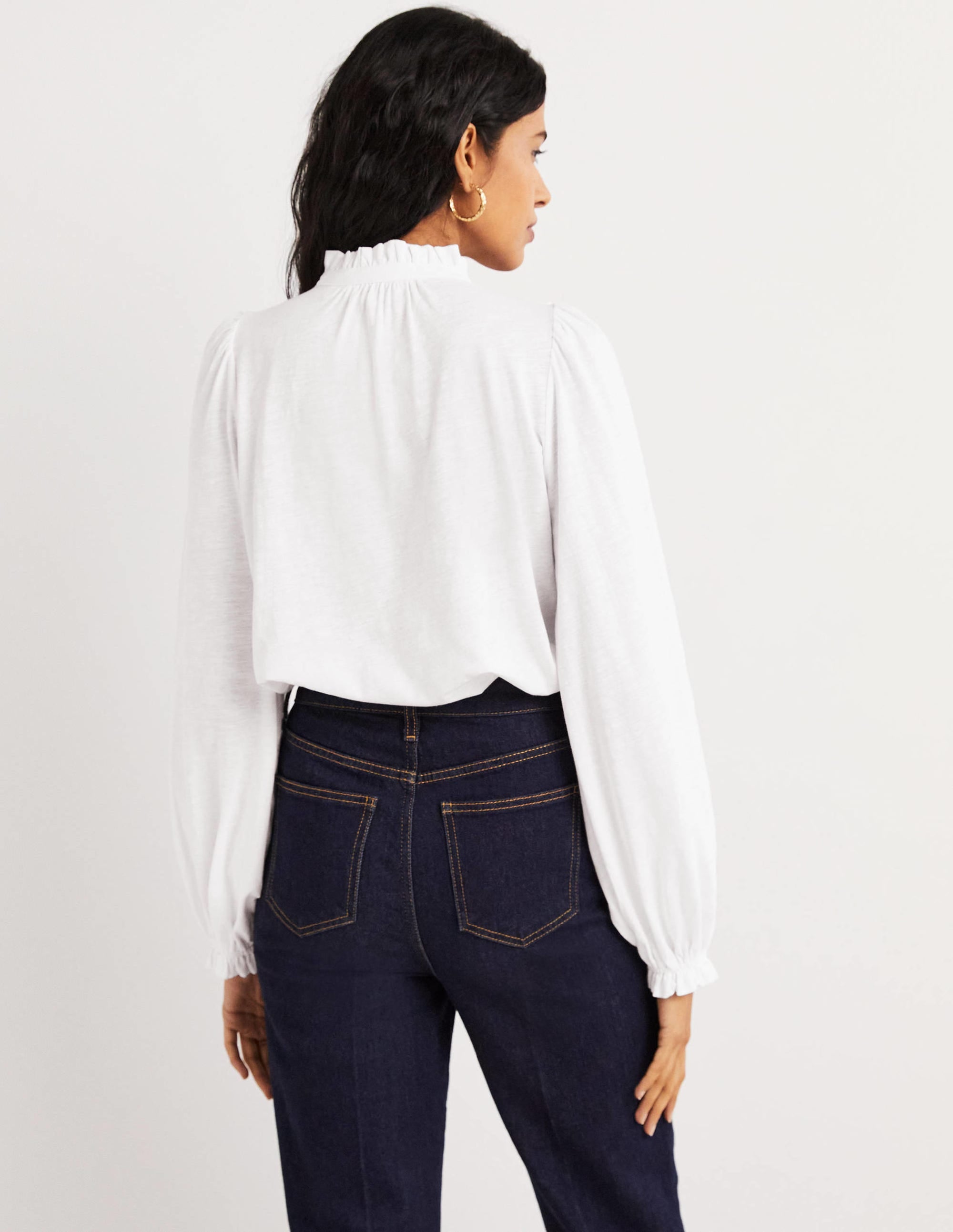 Embroidered Woven Mix Top-White - Image 3
