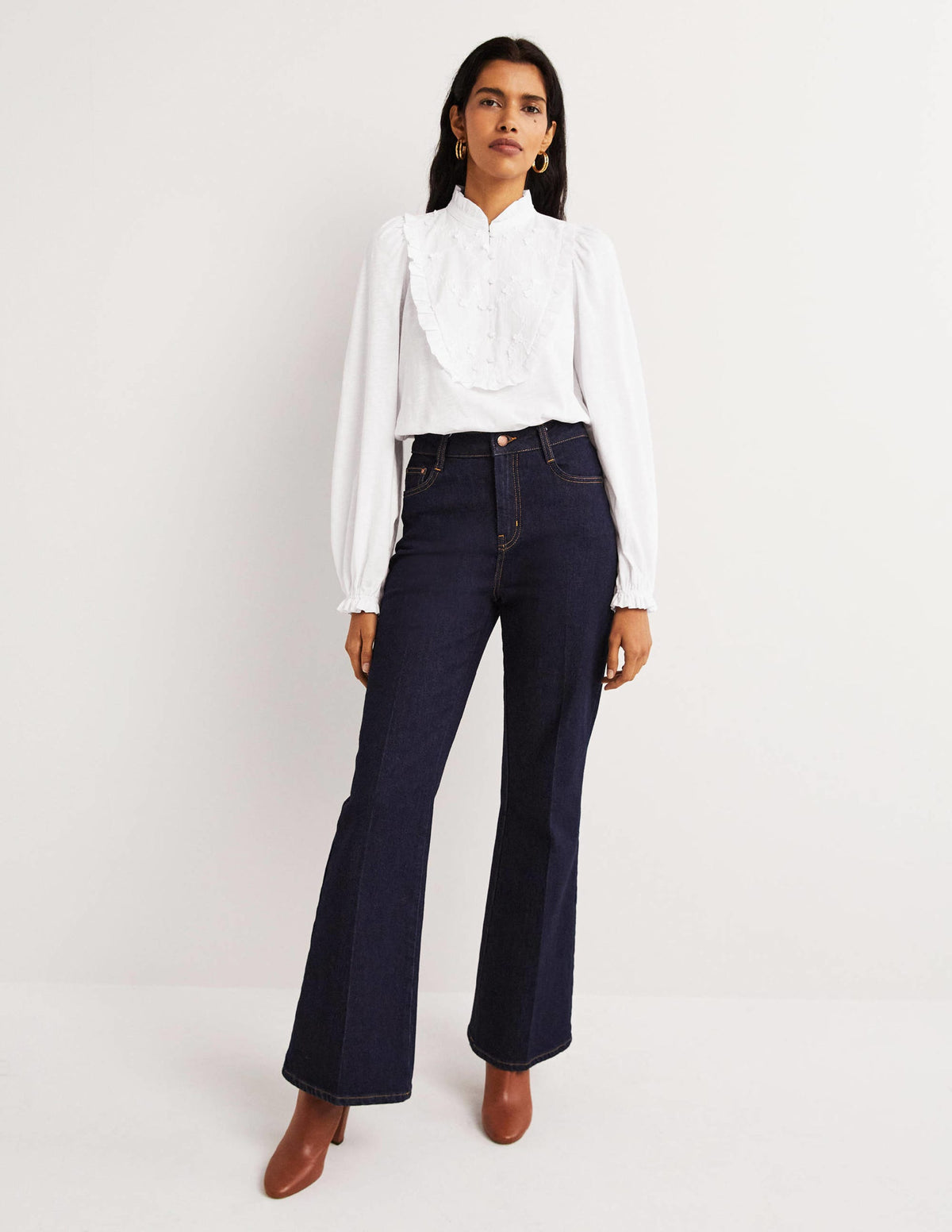 Embroidered Woven Mix Top-White - Image 5
