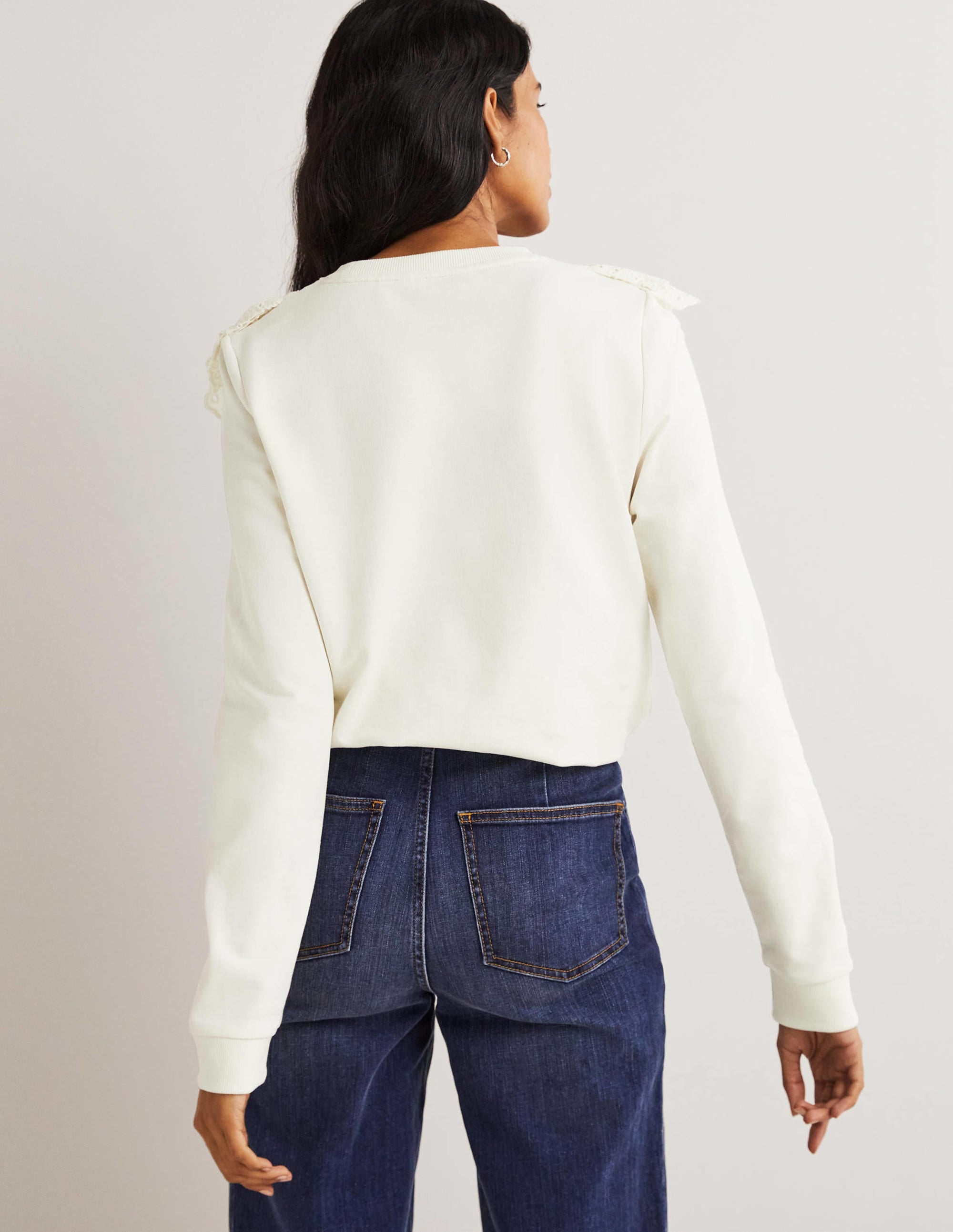 Broderie Insert Sweatshirt-Ivory - Image 3