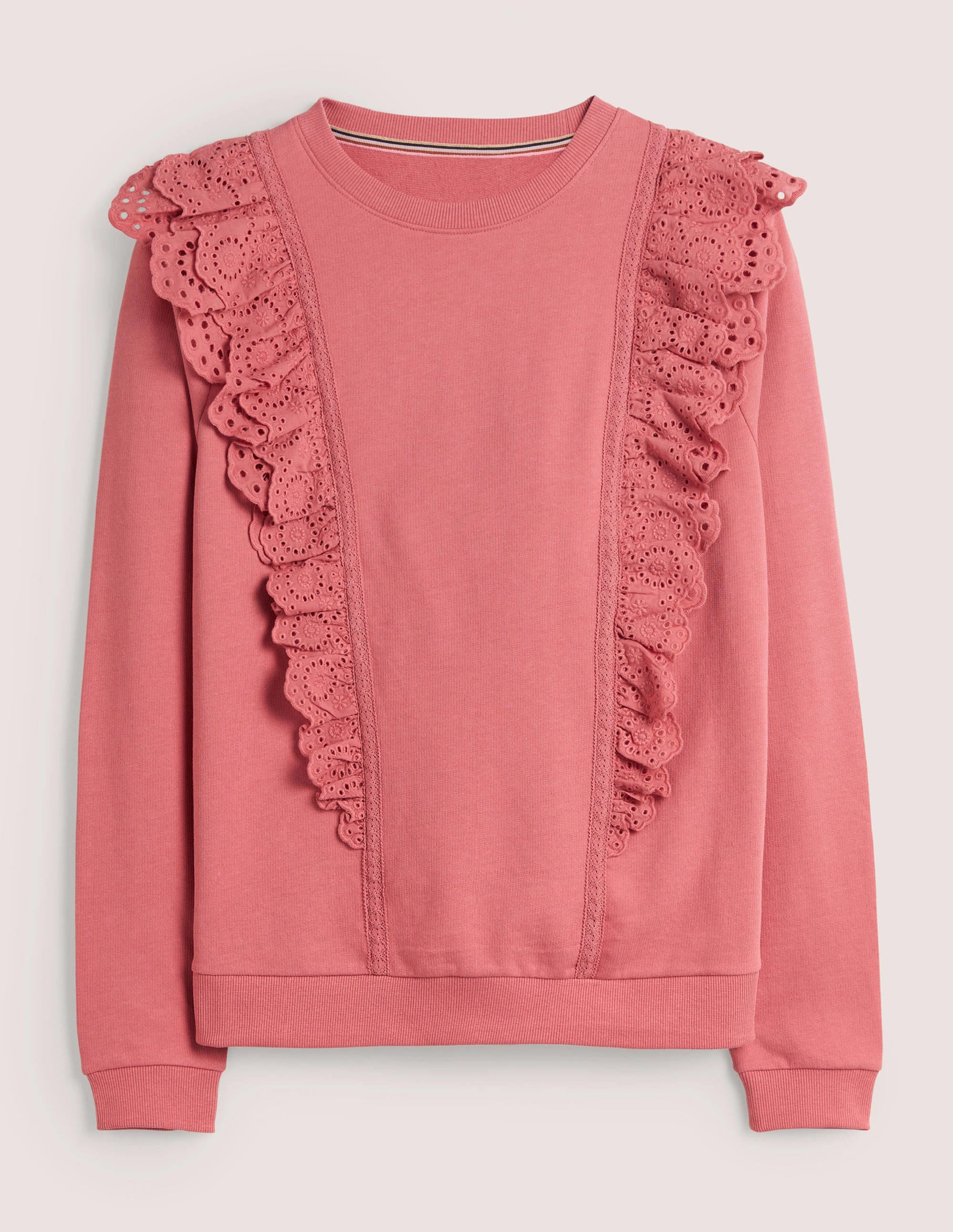 Broderie Insert Sweatshirt-Dusty Red - Image 5