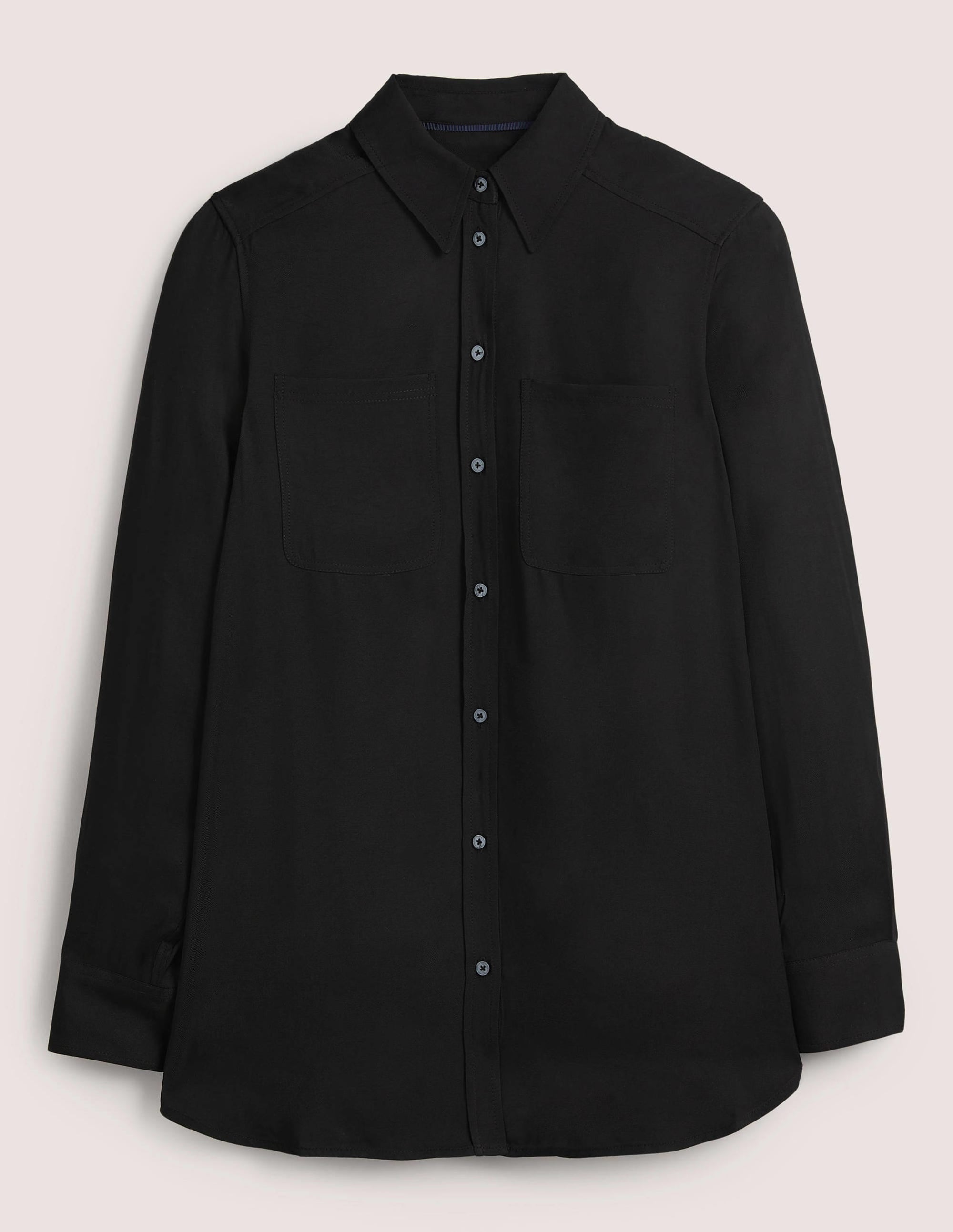 Longline Pocket Detail Shirt-Black - Image 7