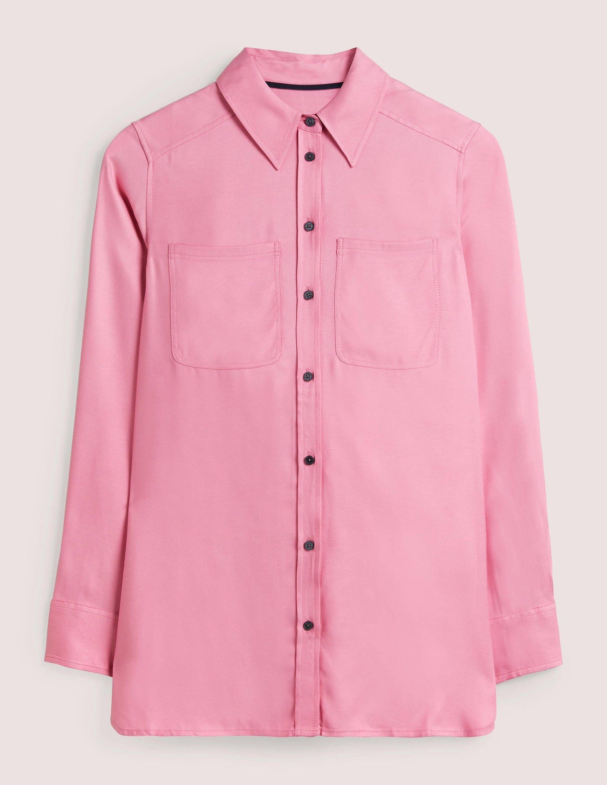 Longline Pocket Detail Shirt-Wild Rose-6