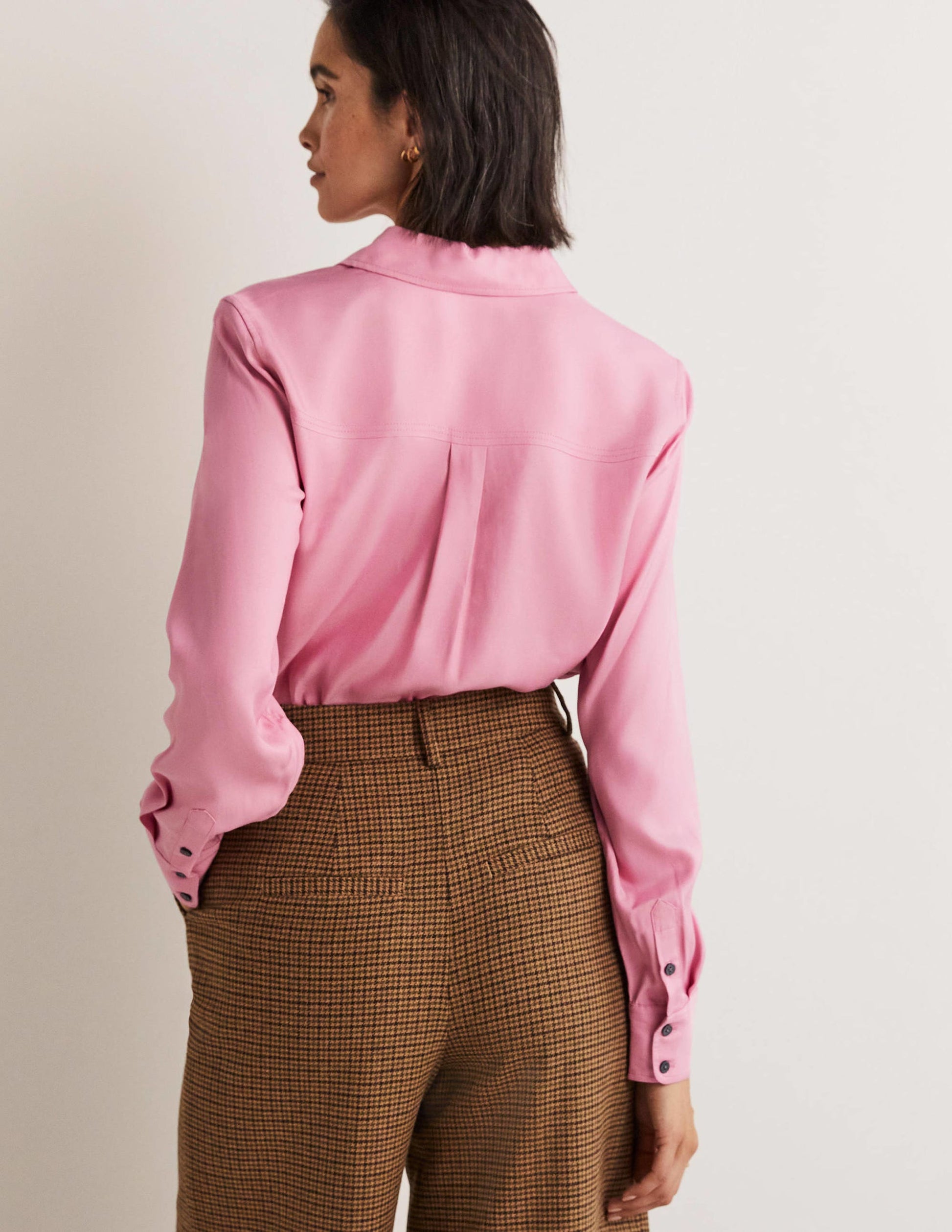Longline Pocket Detail Shirt-Wild Rose-3