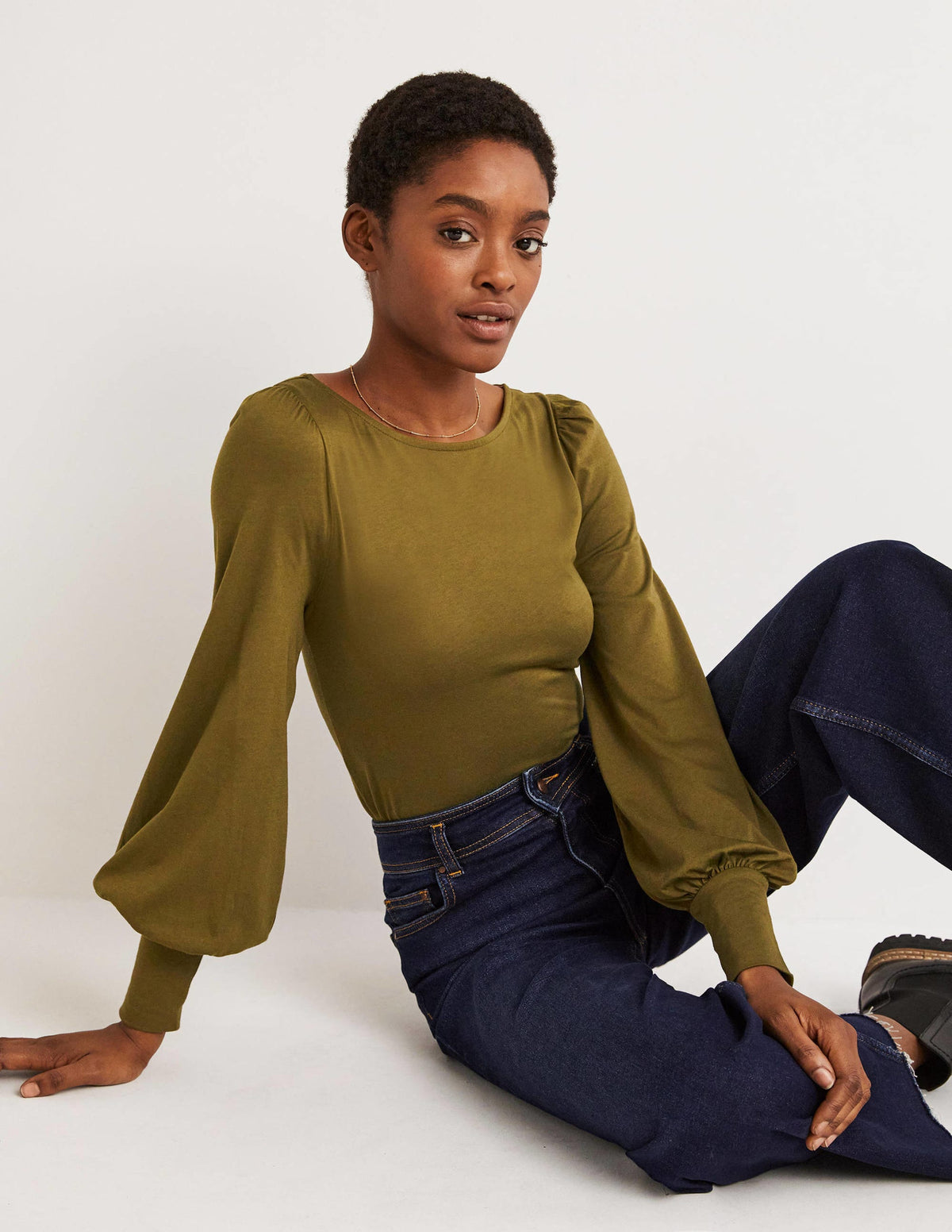 Supersoft Boat Neck Top-Basil - Image 1
