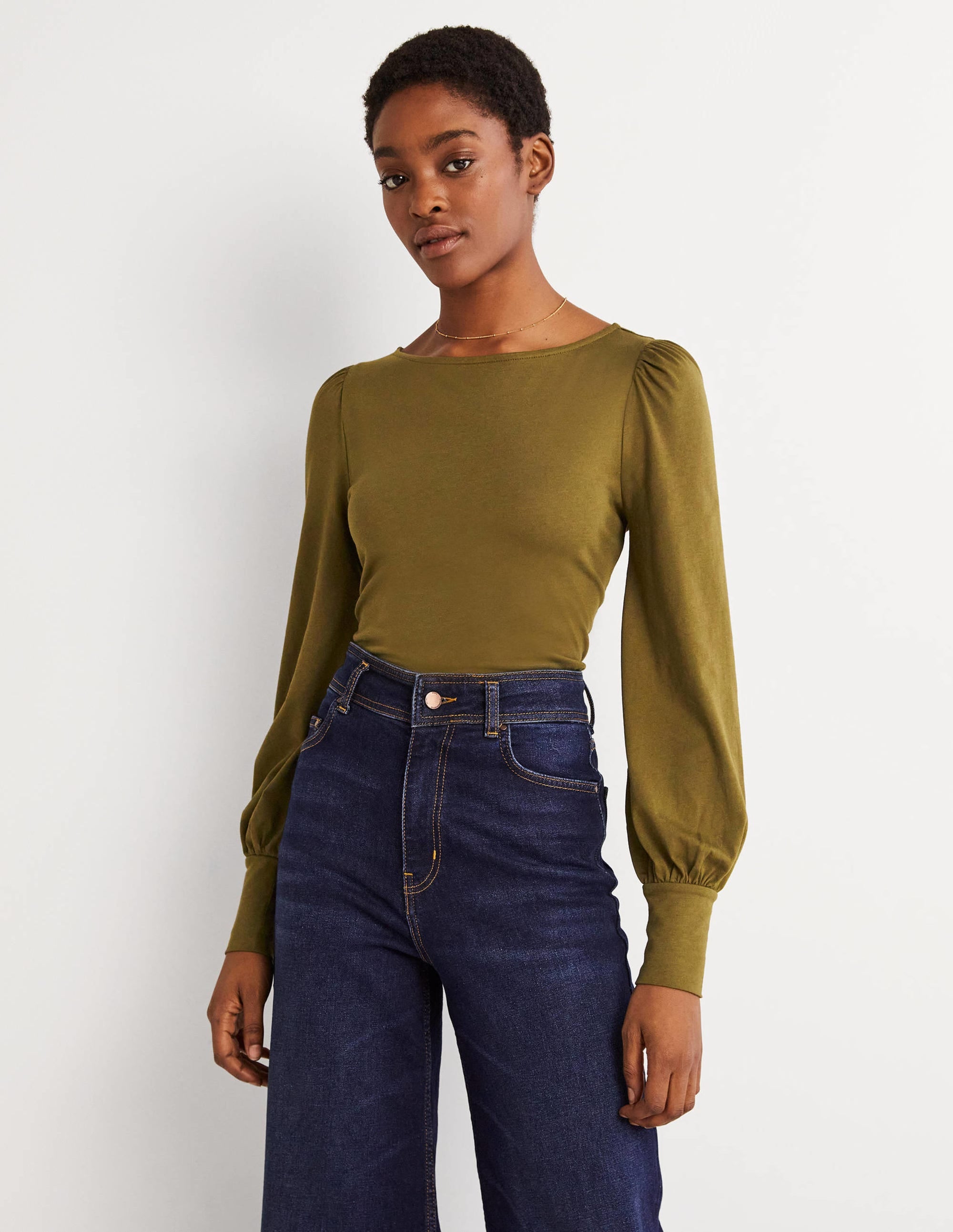 Supersoft Boat Neck Top-Basil - Image 2