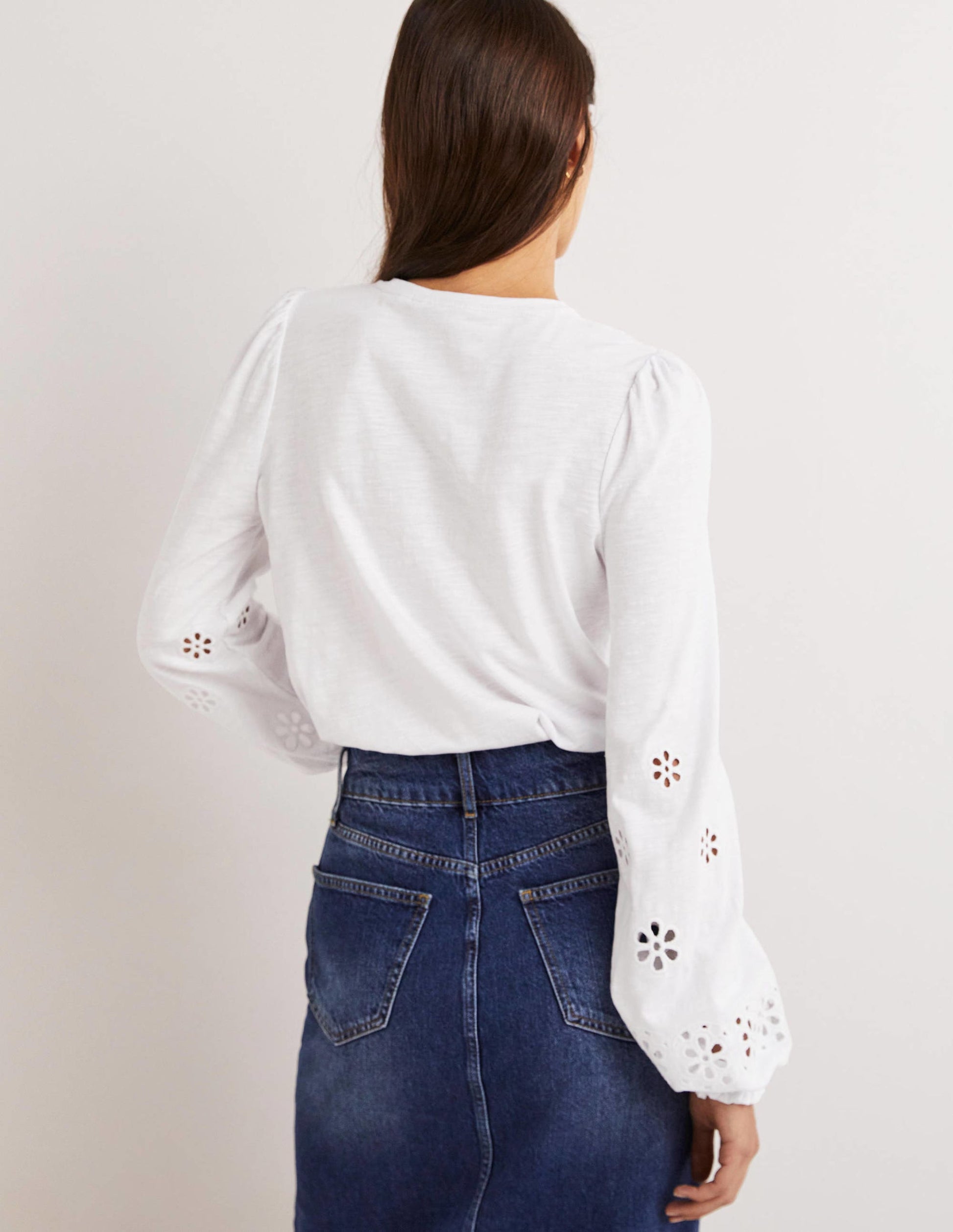 Broderie Insert Jersey Top-White-3
