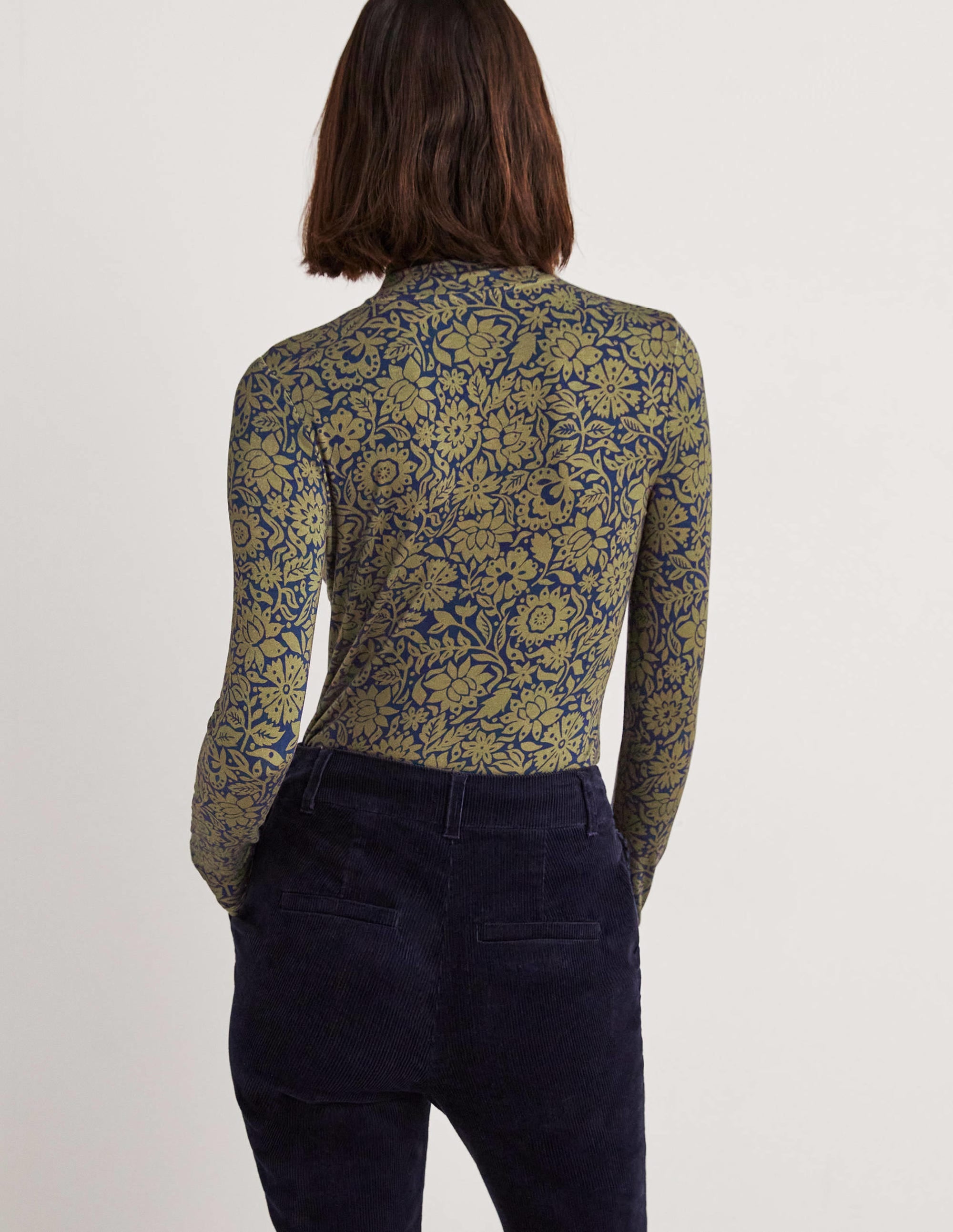 Jersey High Neck Top-Basil, Foliage Bloom - Image 4