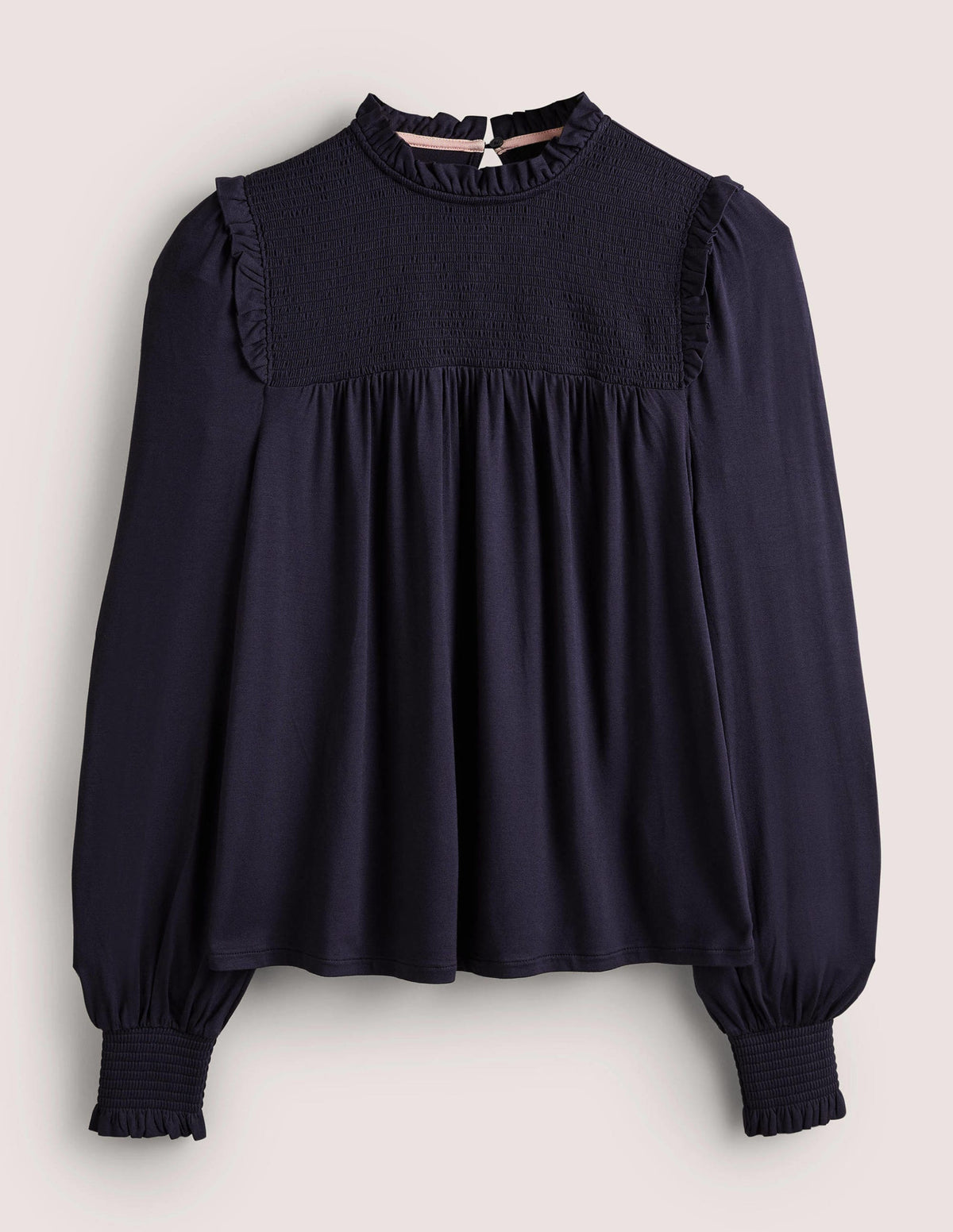 Smocked Yoke Top-Navy - Image 5
