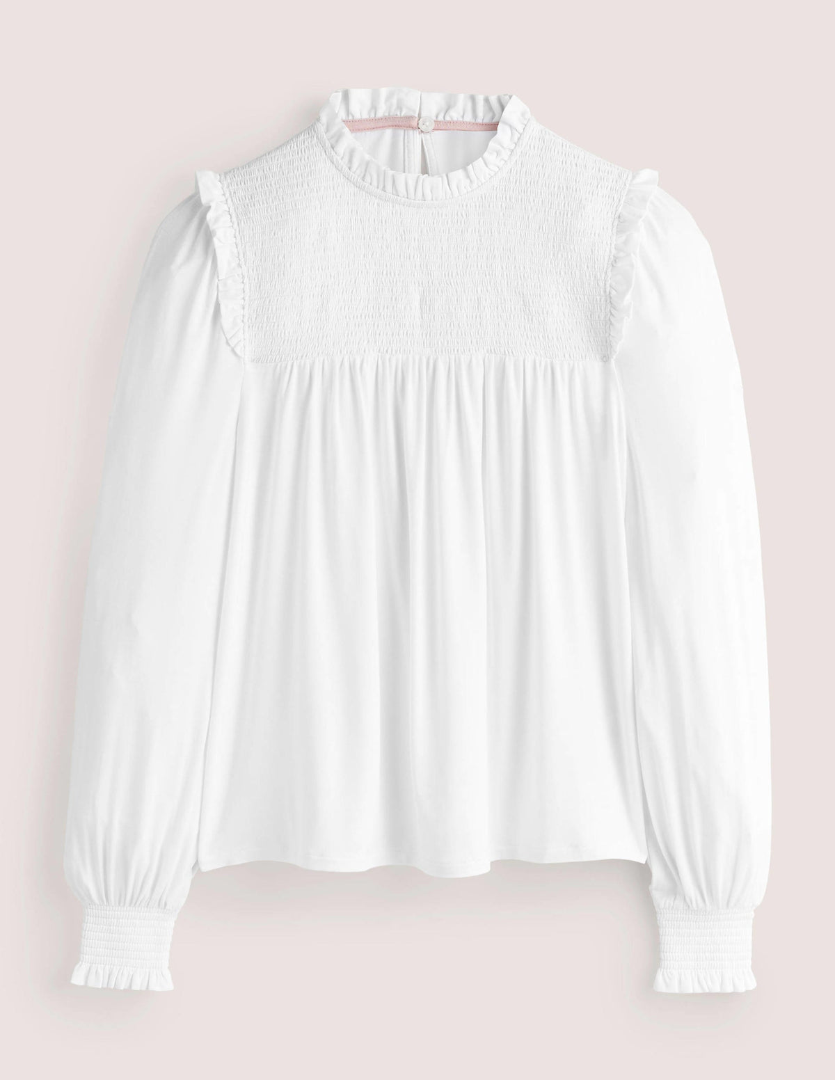 Smocked Yoke Top-White - Image 7