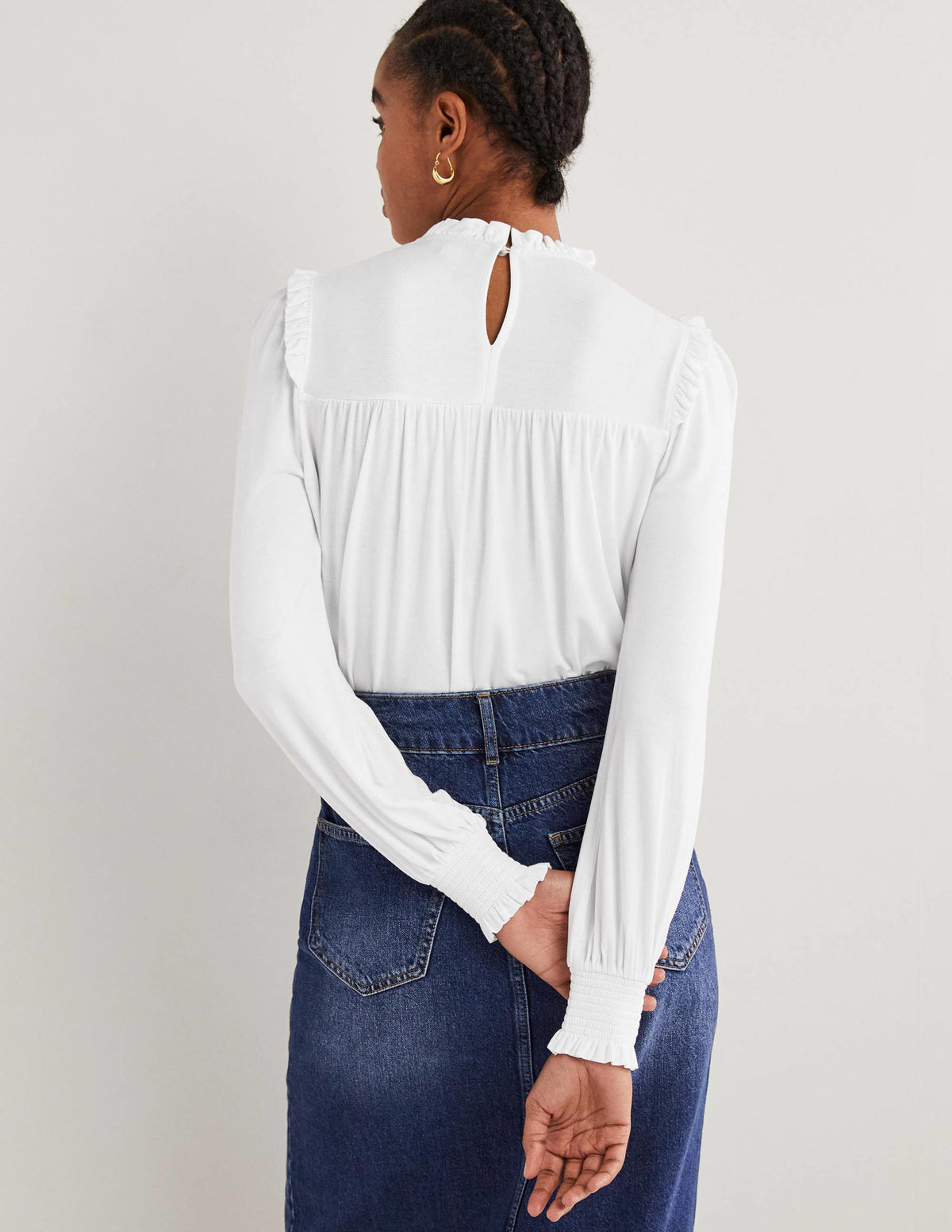 Smocked Yoke Top-White-3
