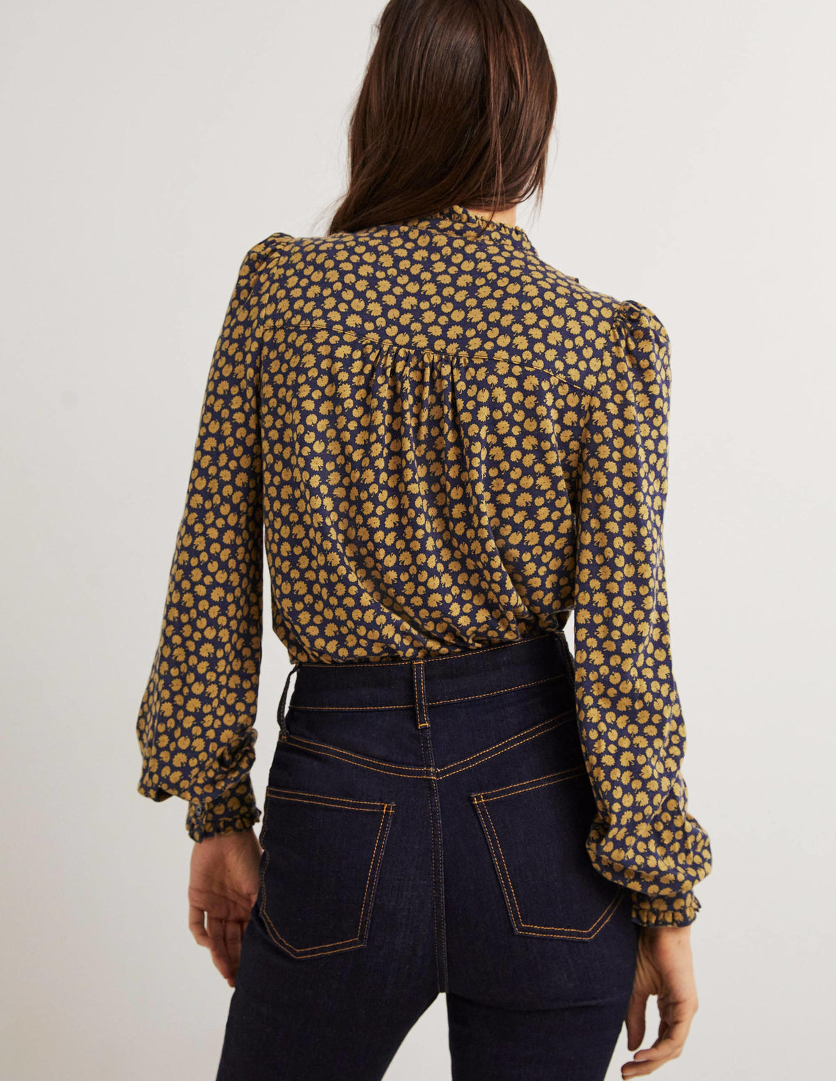 Ruffle Jersey Shirt-Brioche, Botanic Stamp - Image 3