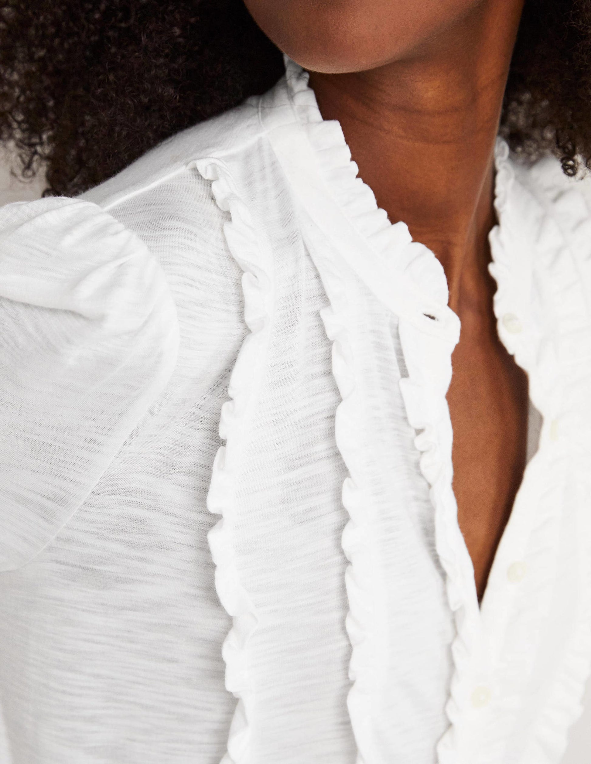 Ruffle Jersey Shirt-White-2