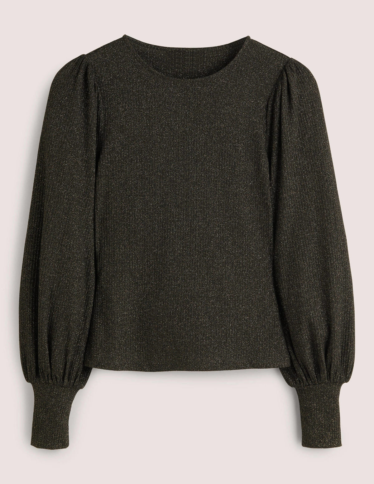 Metallic Blouson Sleeve Top-Black/Gold Sparkle-6